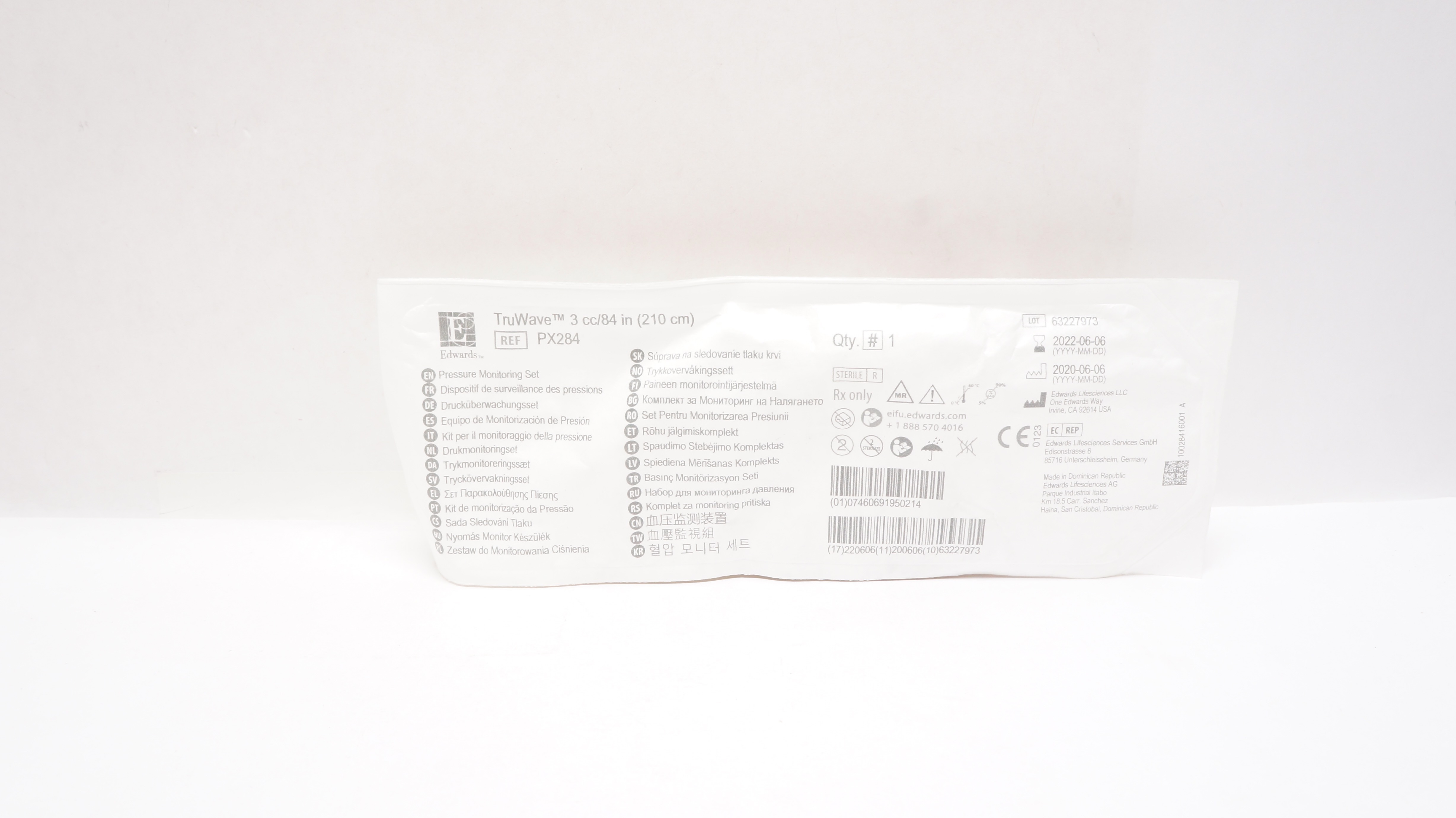 Edwards Lifesciences PX284 TrueWave Pressure Monitoring Set 3cc/84inch (x)