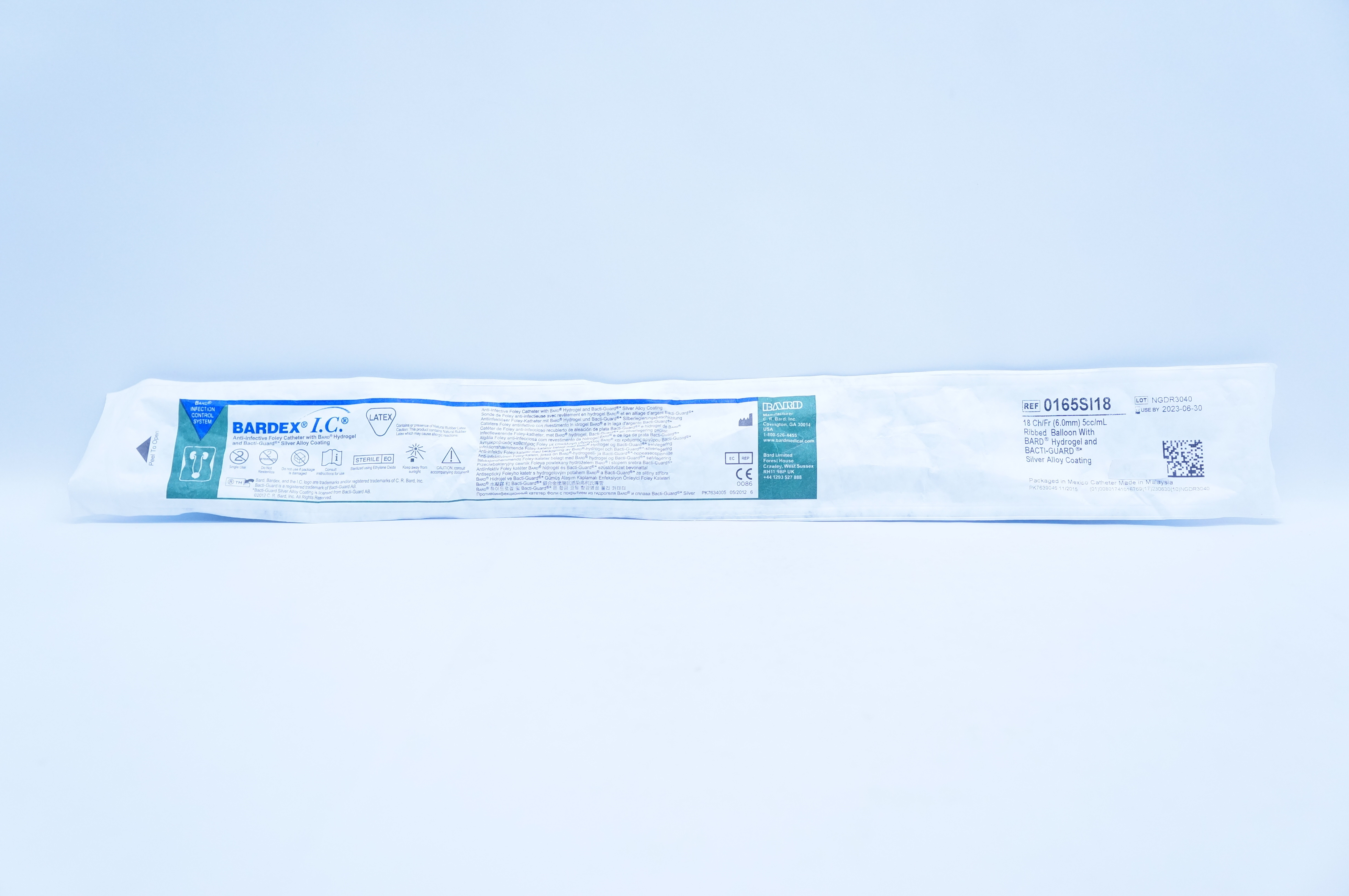 Bard 0165SI18  Bardex I.C. Anti-Infective Foley Cath. 18Ch/Fr