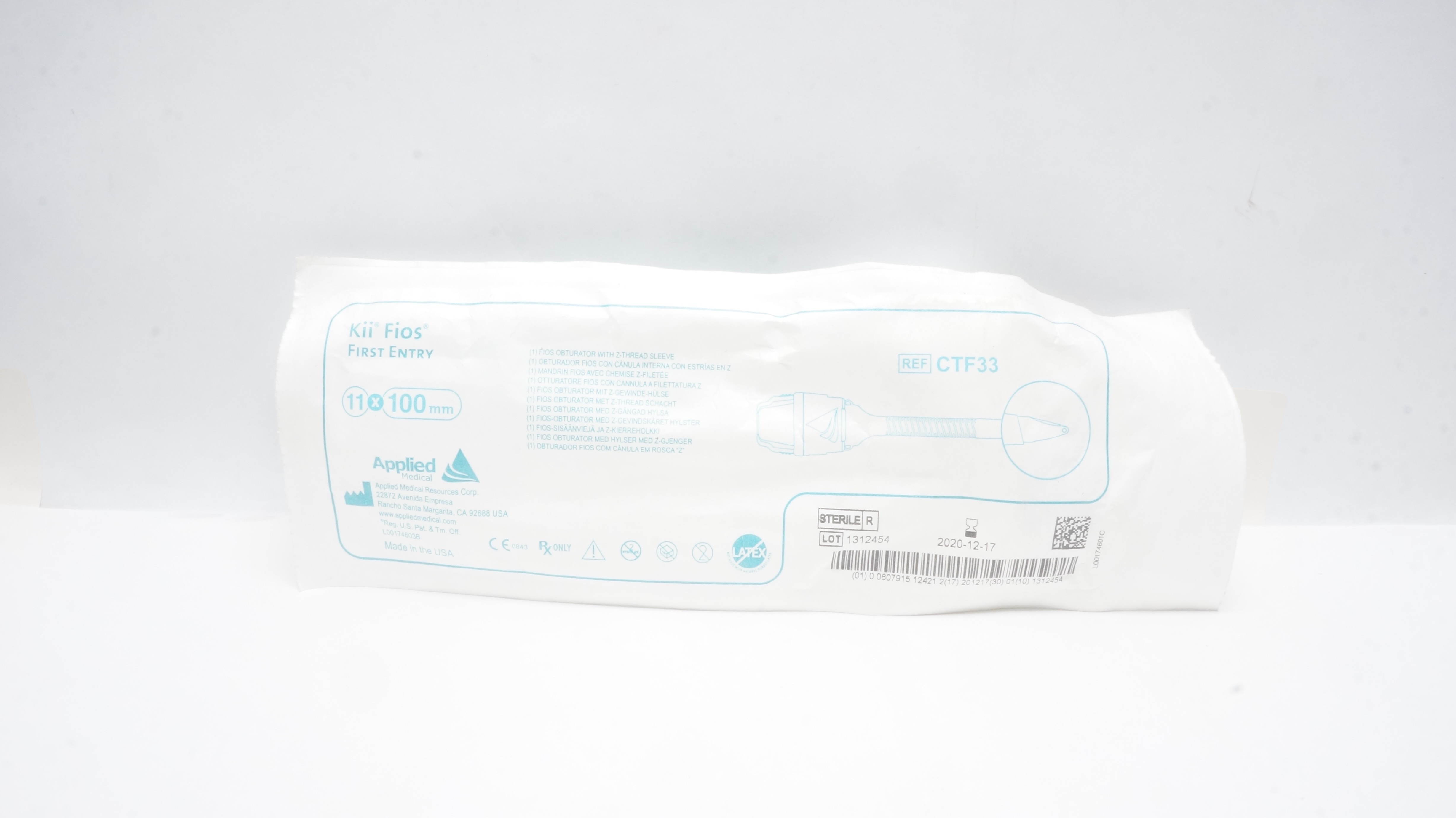 Applied Medical CTF33 Fios Obturator With Z-Thread Sleeve 11x100mm (x)