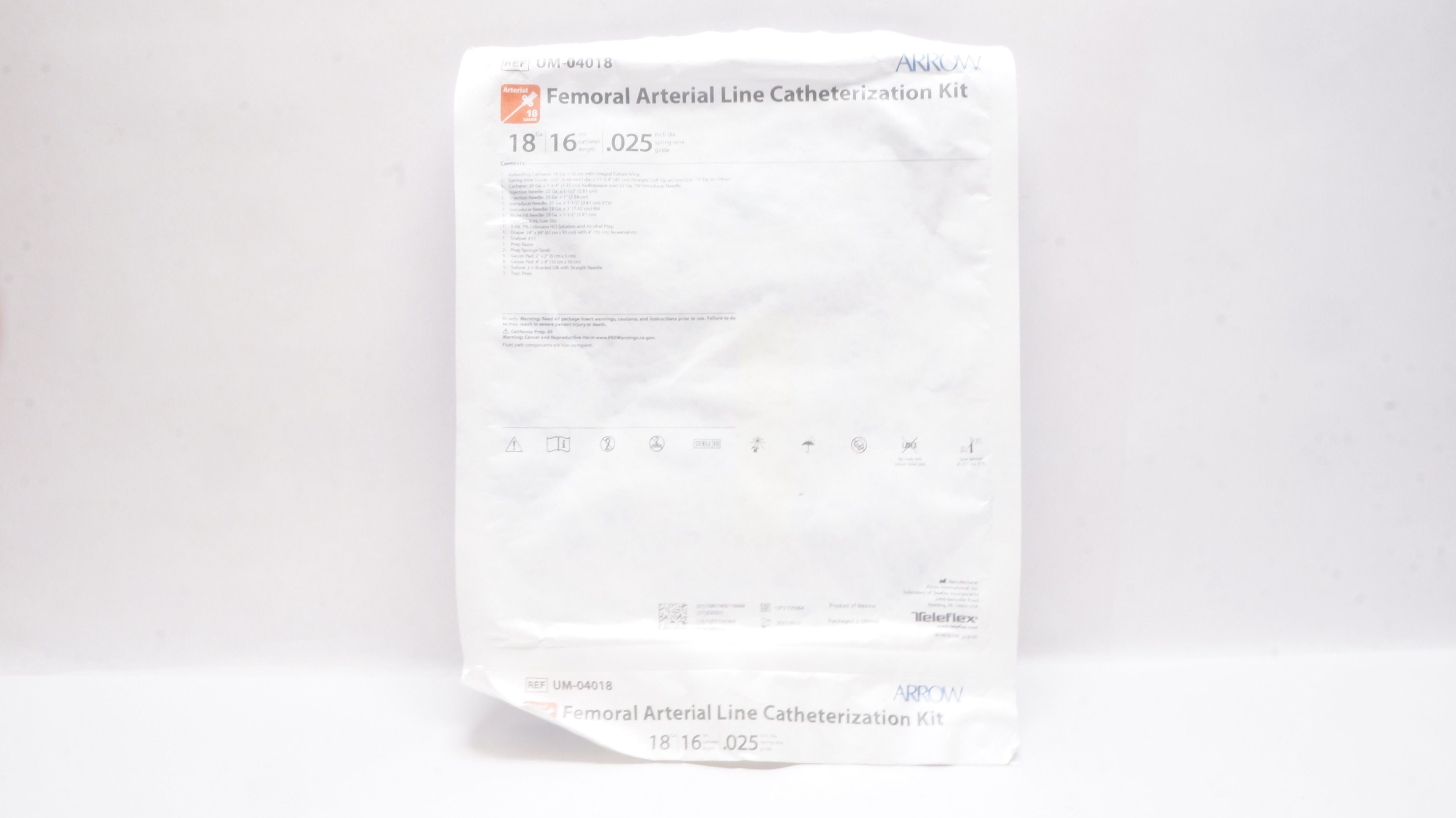 Arrow UM-04018 Femoral Arterial Line Cath. Kit 18Ga x 16 cm x 0.025 inch (x)