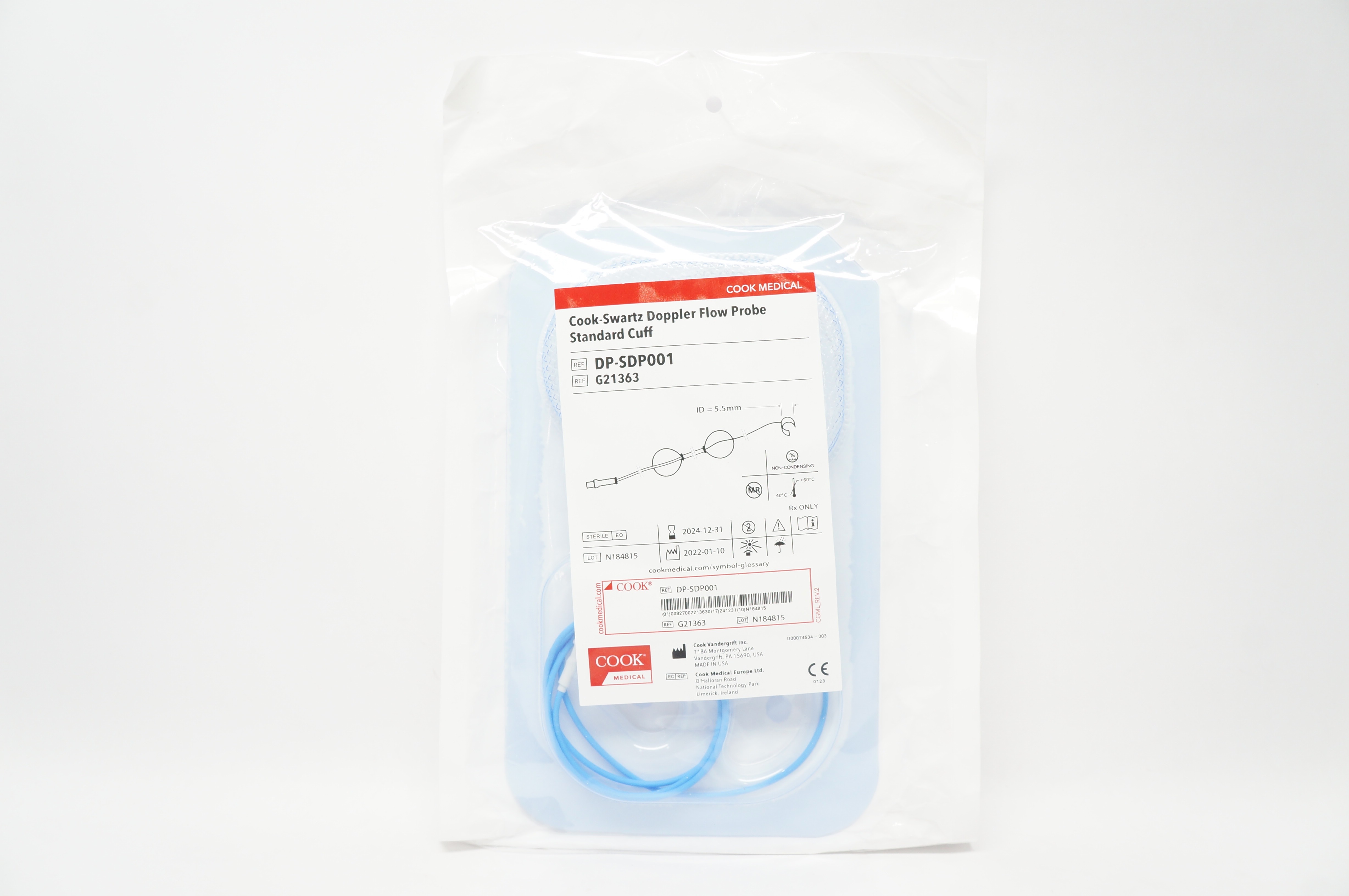 Cook Medical G21363 Cook-Swartz Doppler Flow Probe Standard Cuff, I.D. 5.5mm