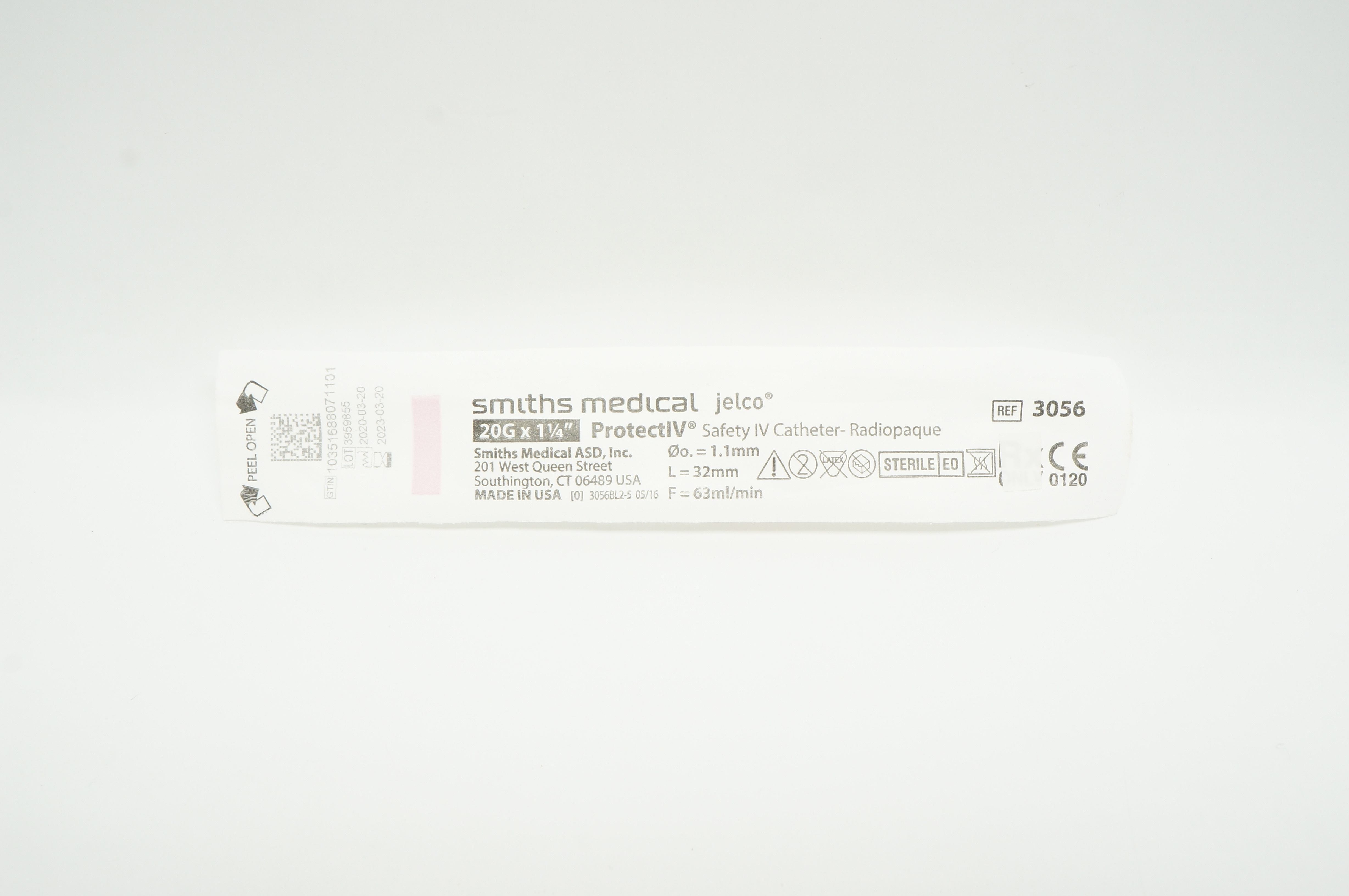 Smiths Medical 3056 JELCO ProtectIV Safety I.V. Cath. 20G x 1-1/4in.