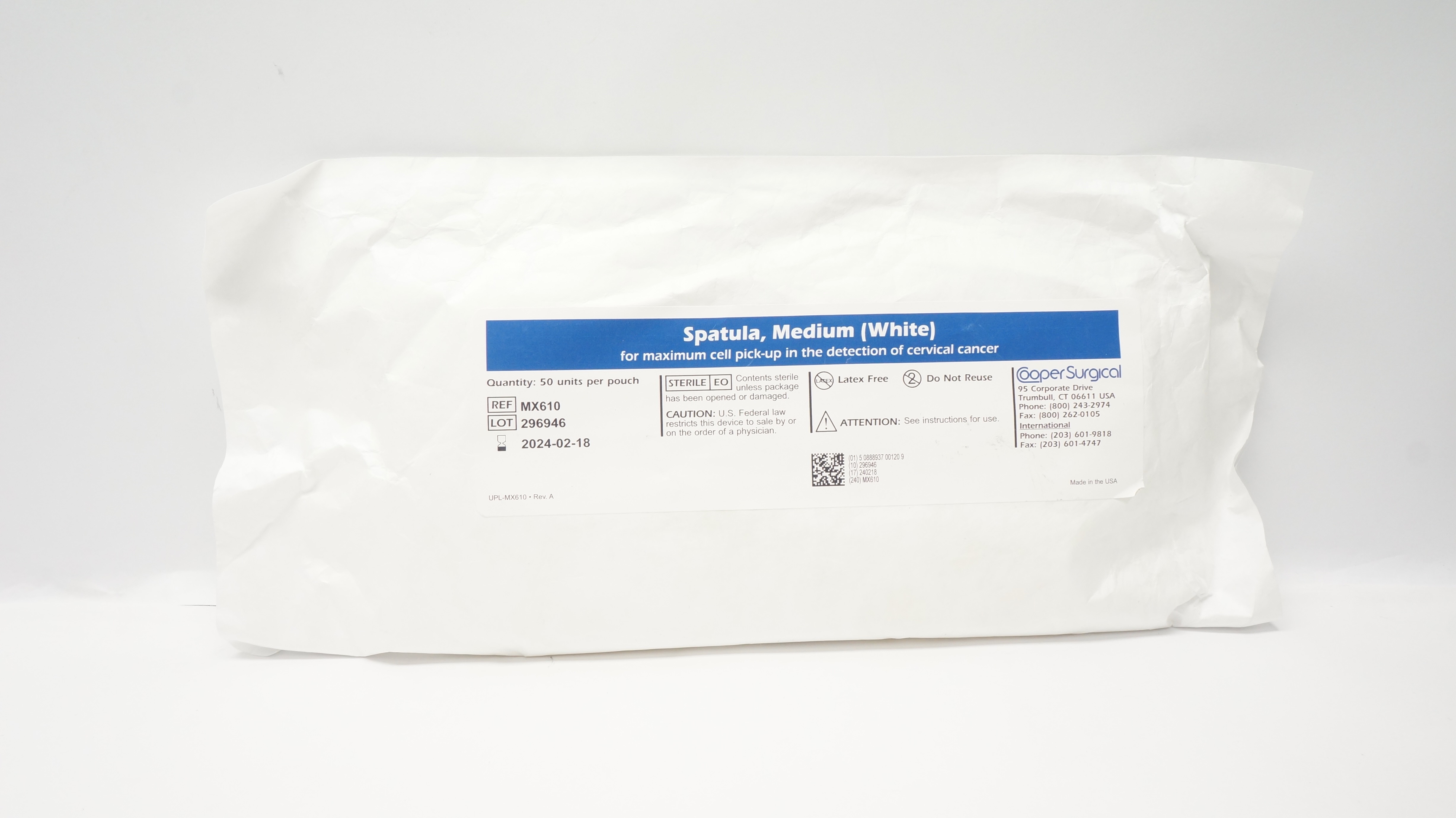 Cooper Surgical MX610 Spatula, Medium, White (x) - Pack of 50