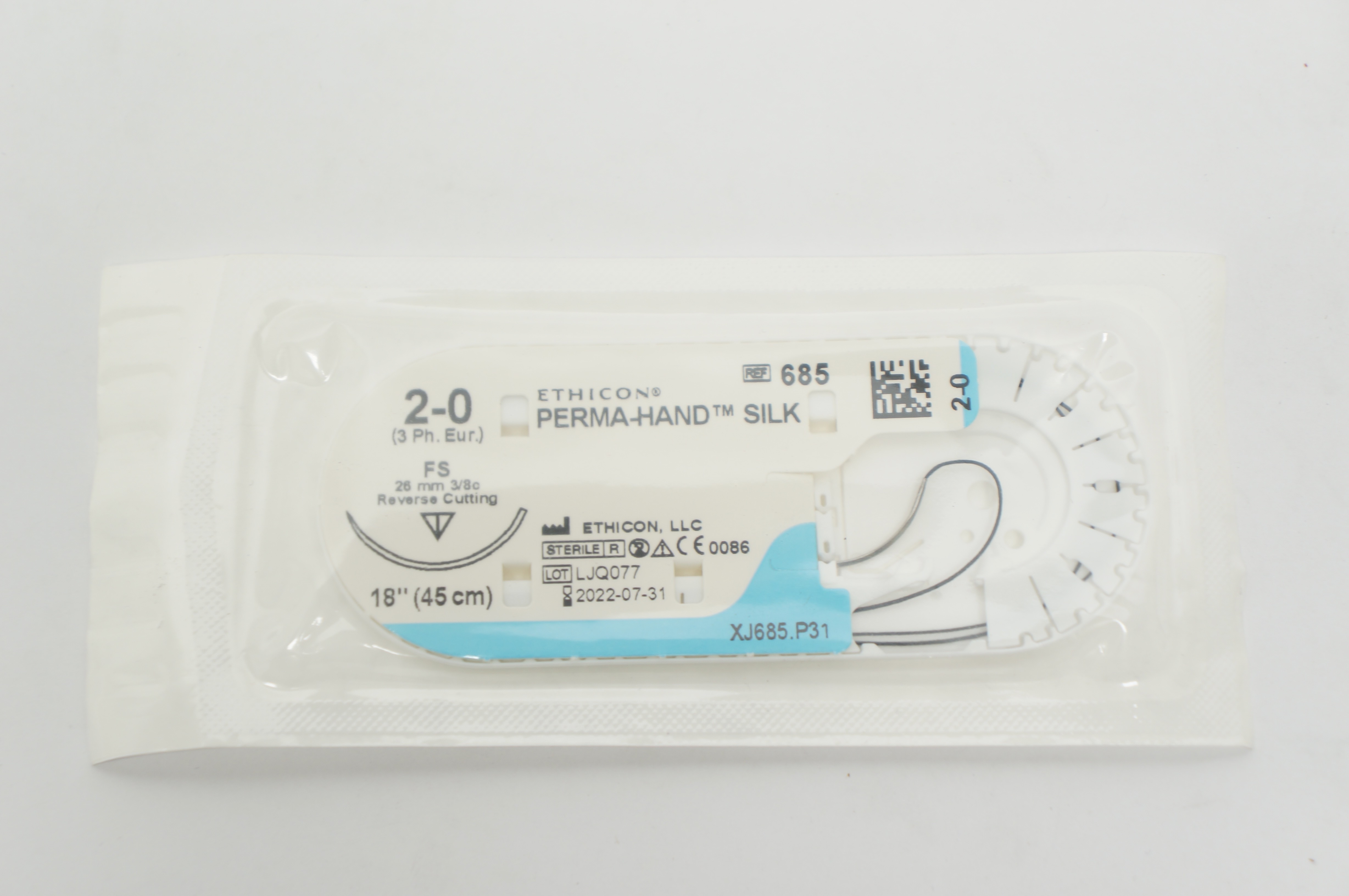 Ethicon 685 2-0 Perma-Hand Silk, FS, 26mm 3/8c Reverse Cutting, 18inch (x)