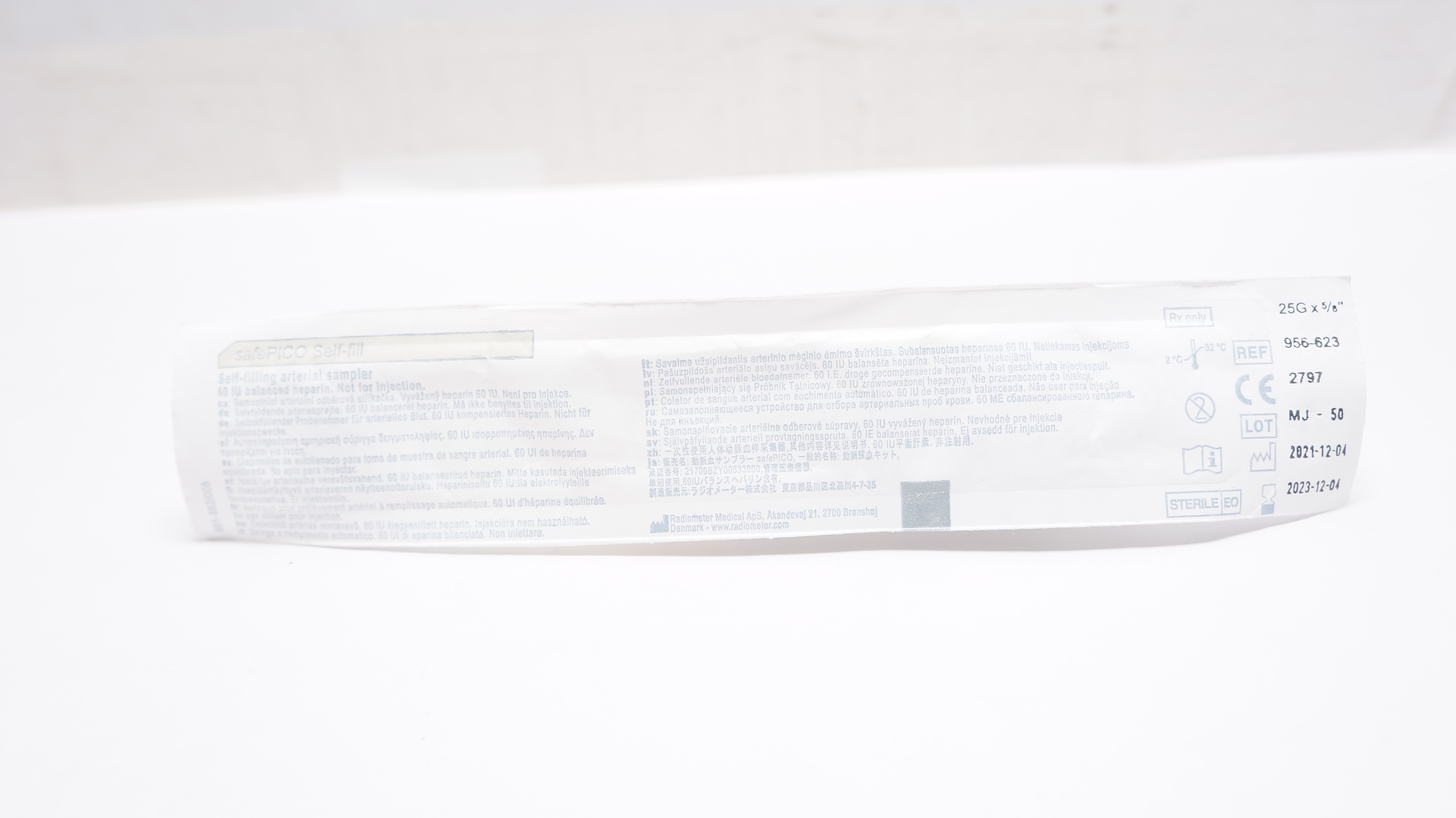 Radiometer Medical 956-623 SafePico Self-Filling Arterial Sampler 25Gx5/8inch(x)