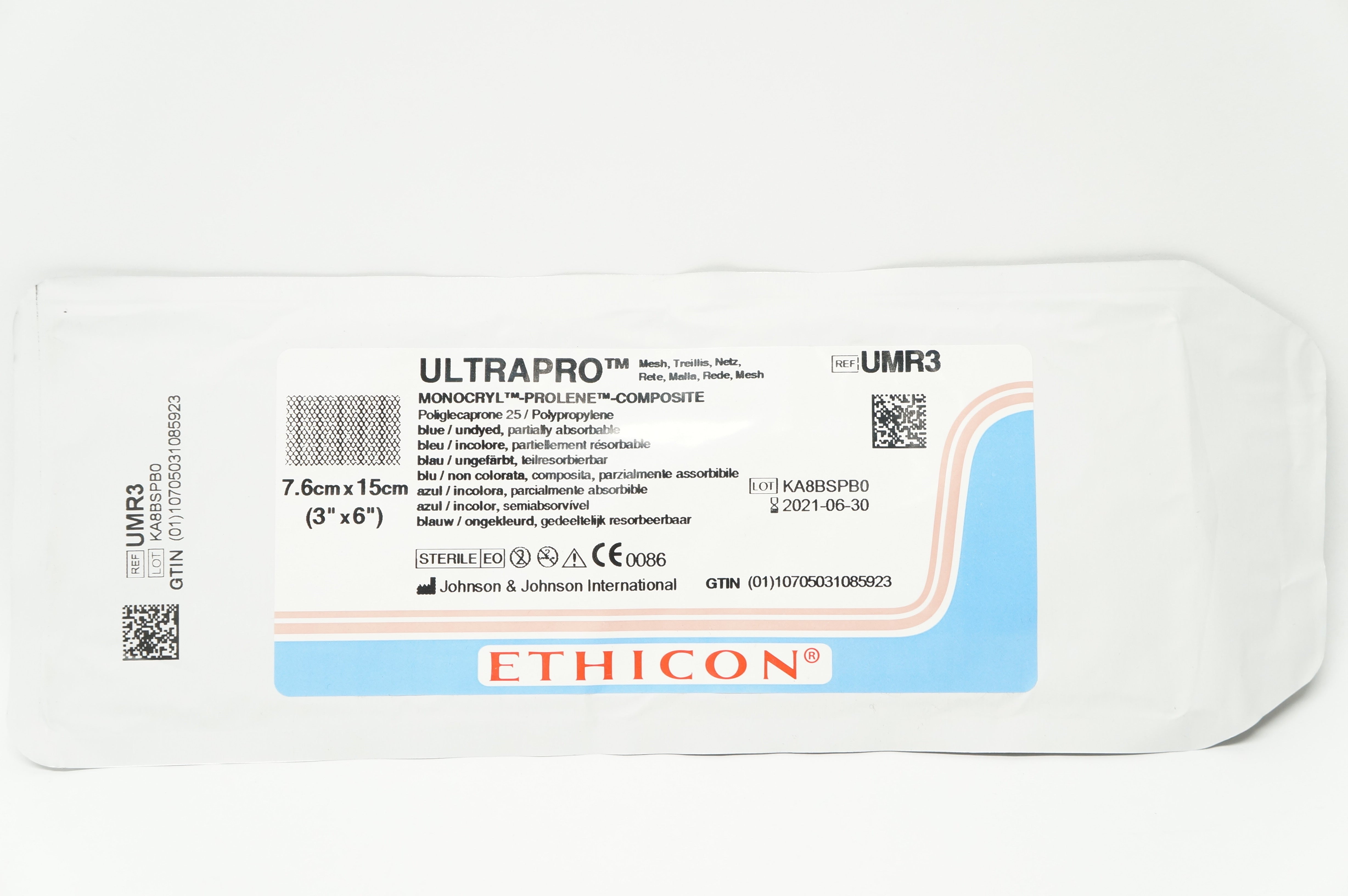 Ethicon UMR3 Ultrapro Mesh MONOCRYL PROLENE COMPOSITE 3 x 6inch (x)