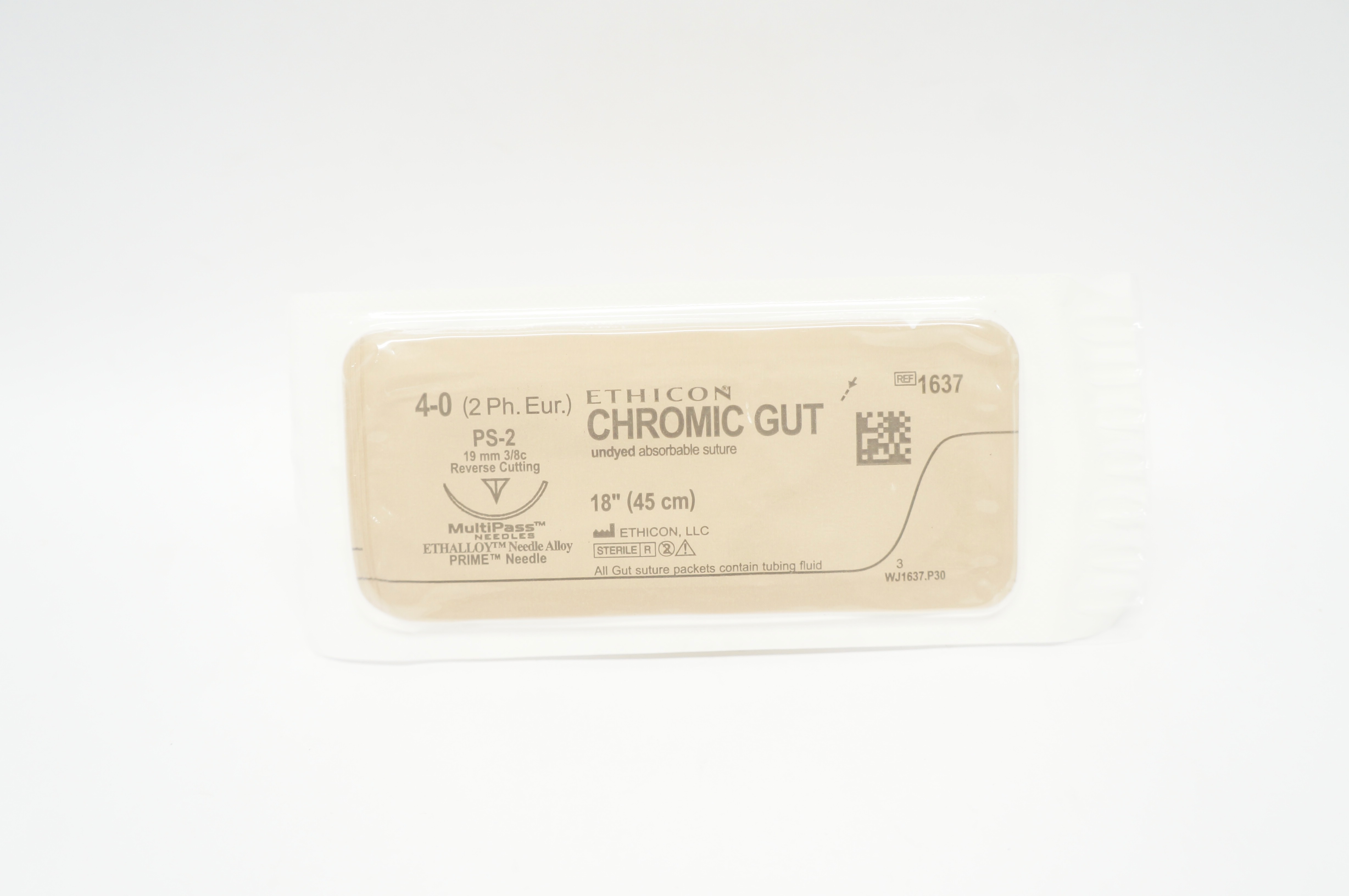 Ethicon 1654 4-0 CHROMIC GUT, P-3, 13mm 3/8 Reverse Cutting, 18inch