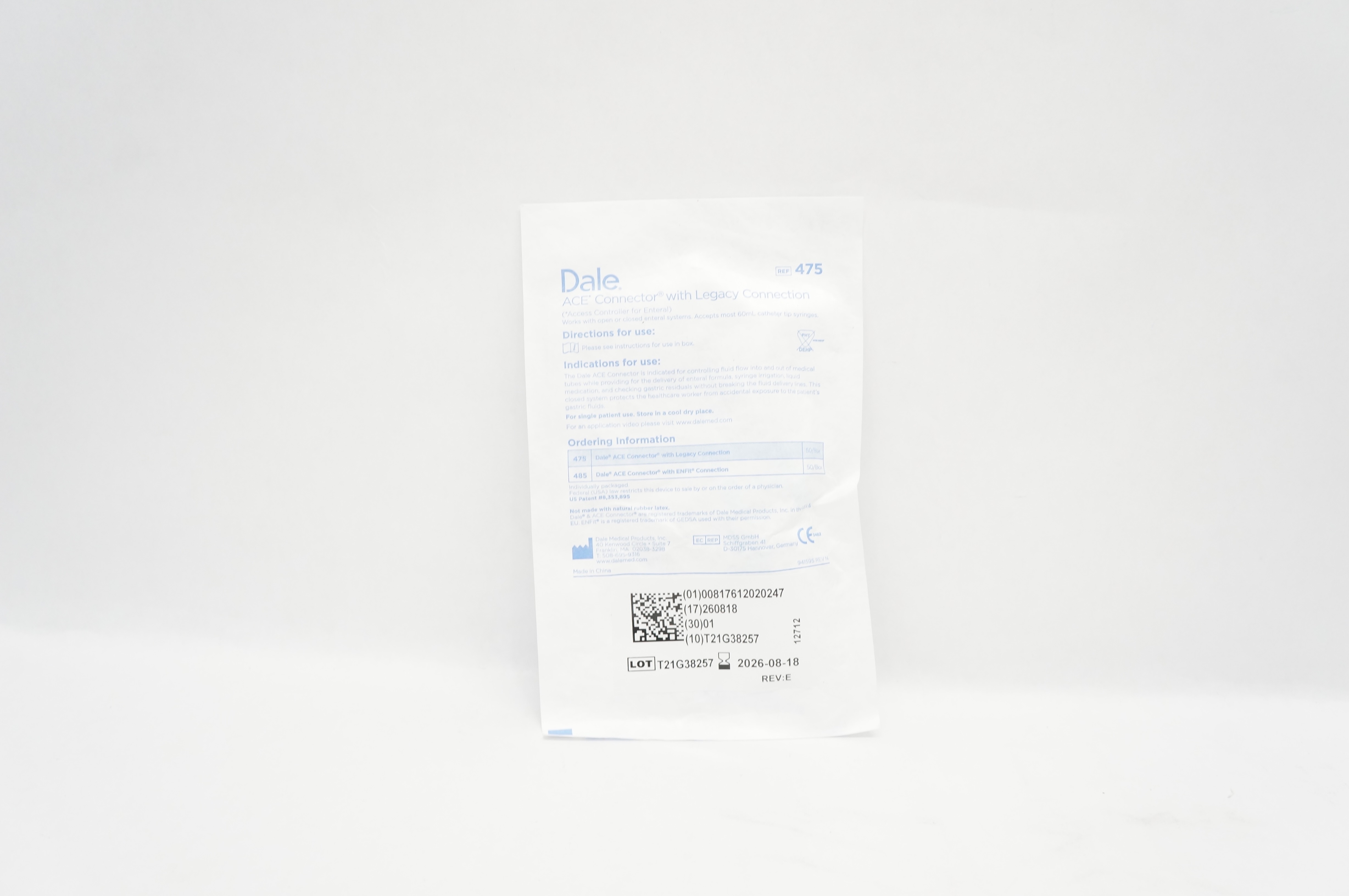 Dale 475 ACE Connector with Legacy Connection (Access Controller for Enteral)
