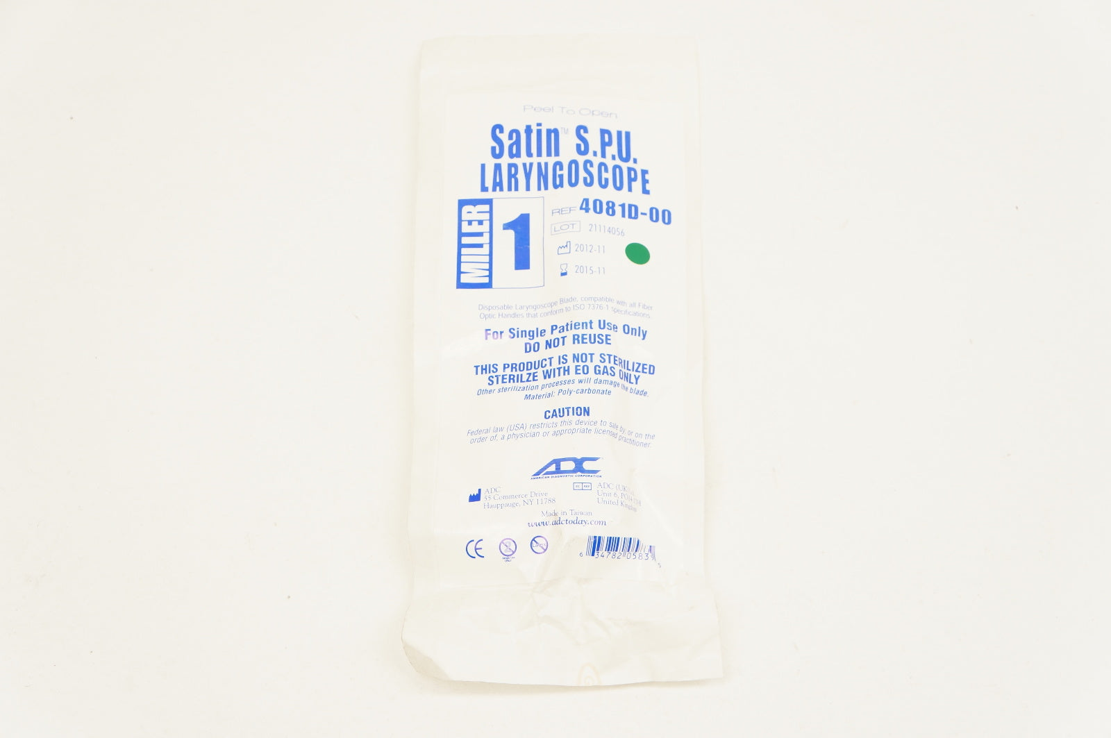 ADC 4081D-00 Satin S.P.U. Laryngoscope, Miller 1 (x)