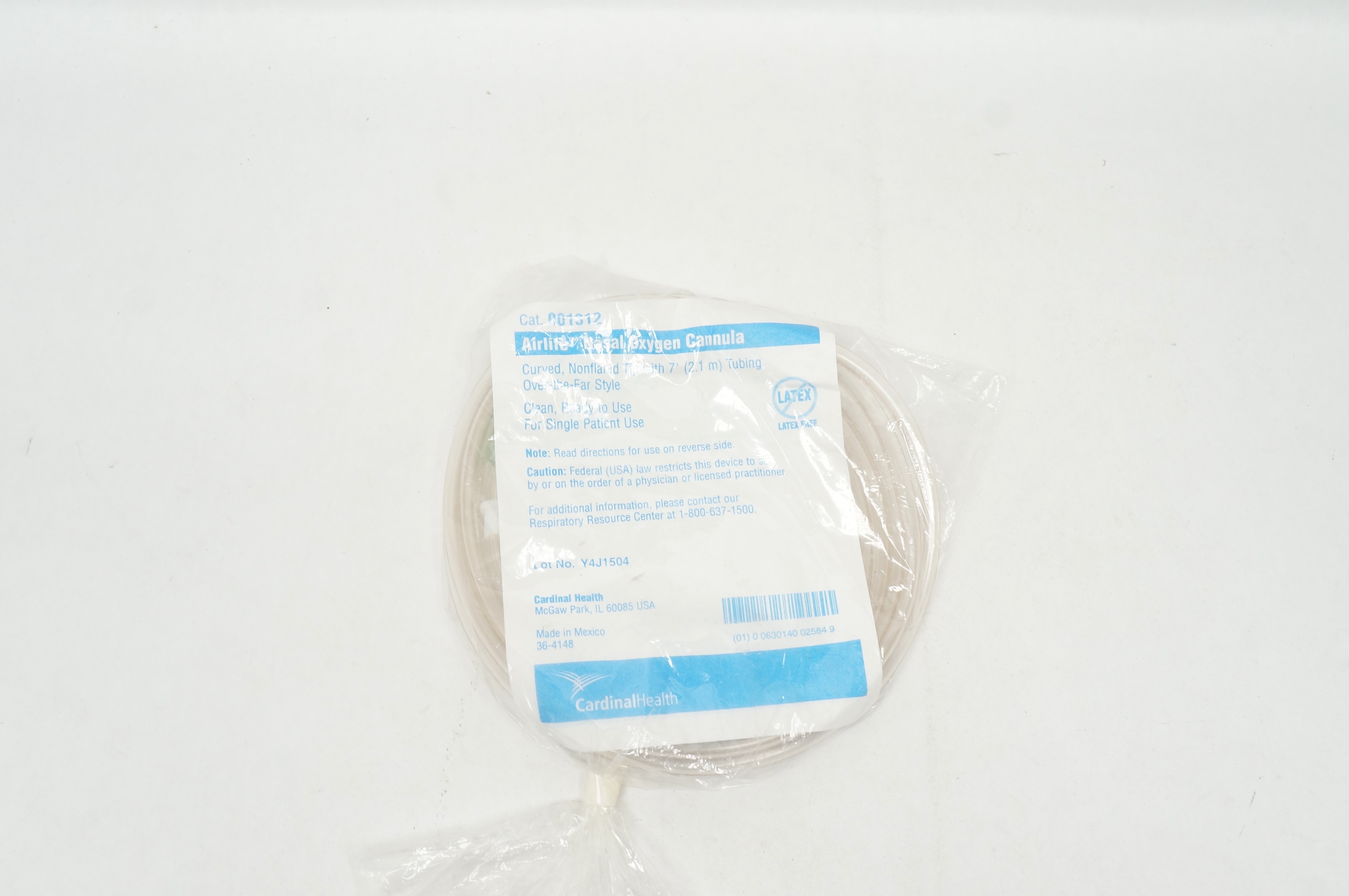 Cardinal Health 001312 Airlife Nasal Oxygen Cannula with Tubing 7ft.