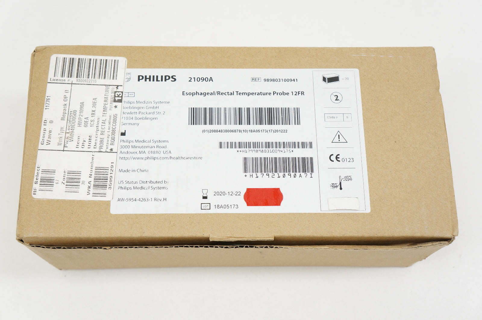Philips 21090A Esophageal/Rectal Temperature Probe, 12Fr - Box of 20