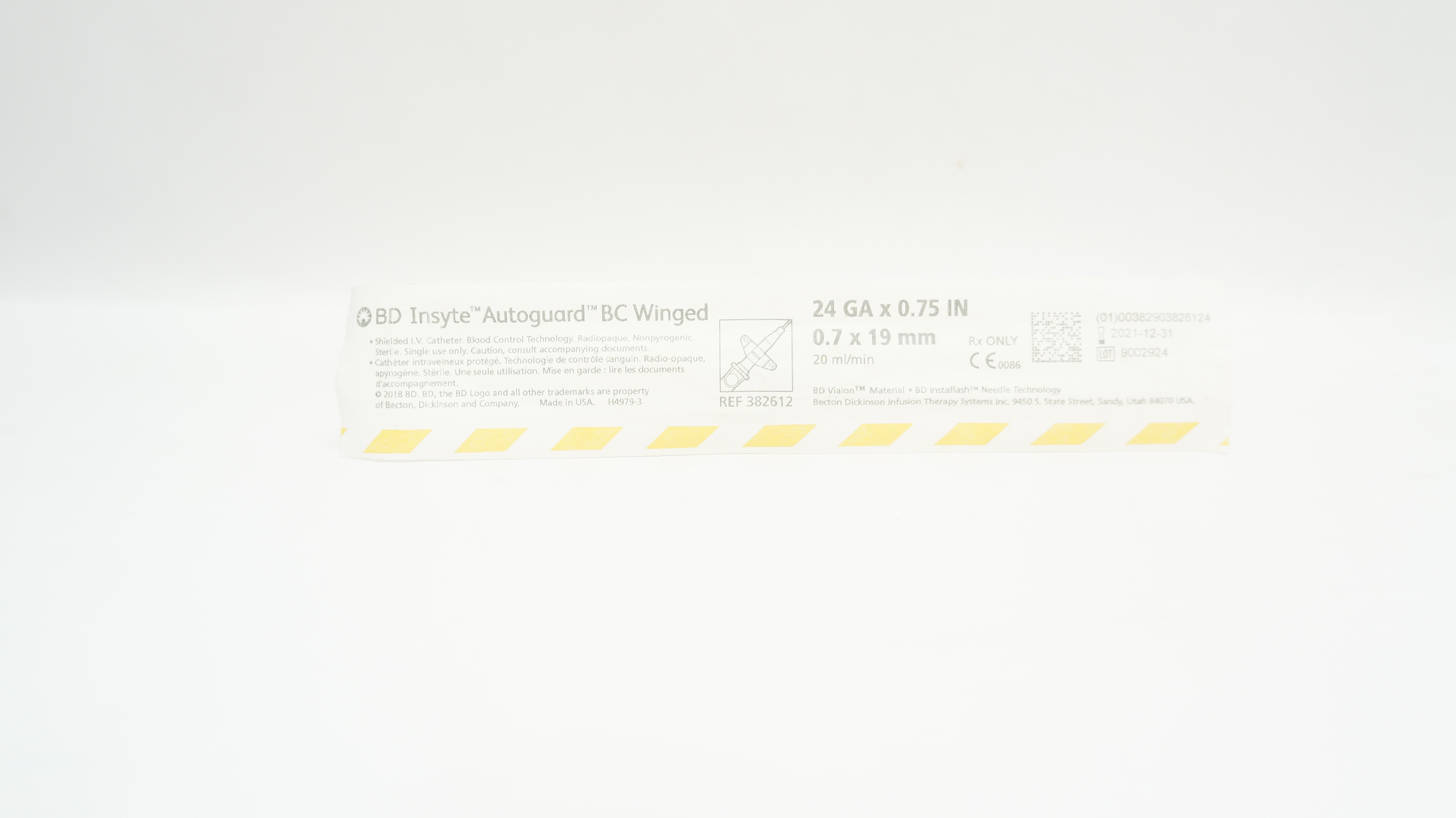 BD 382612 Insyte Autoguard BC Shielded IV Cath. 24GA x 0.75inch 20ml/min(x)