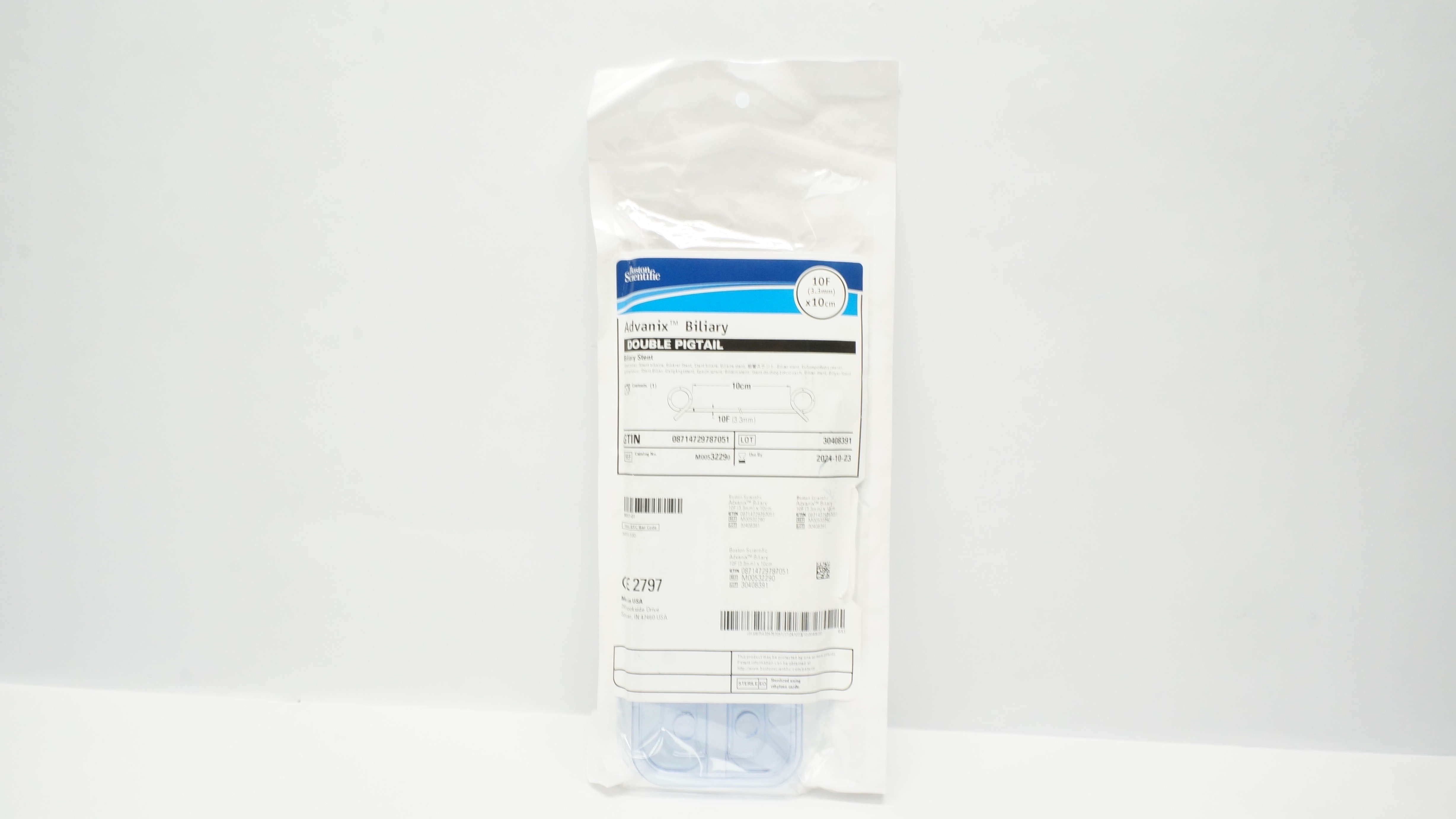 Boston Scientific M00532290 Advanix Biliary Stnt., Double Pigtail, 10F x 10cm(x)