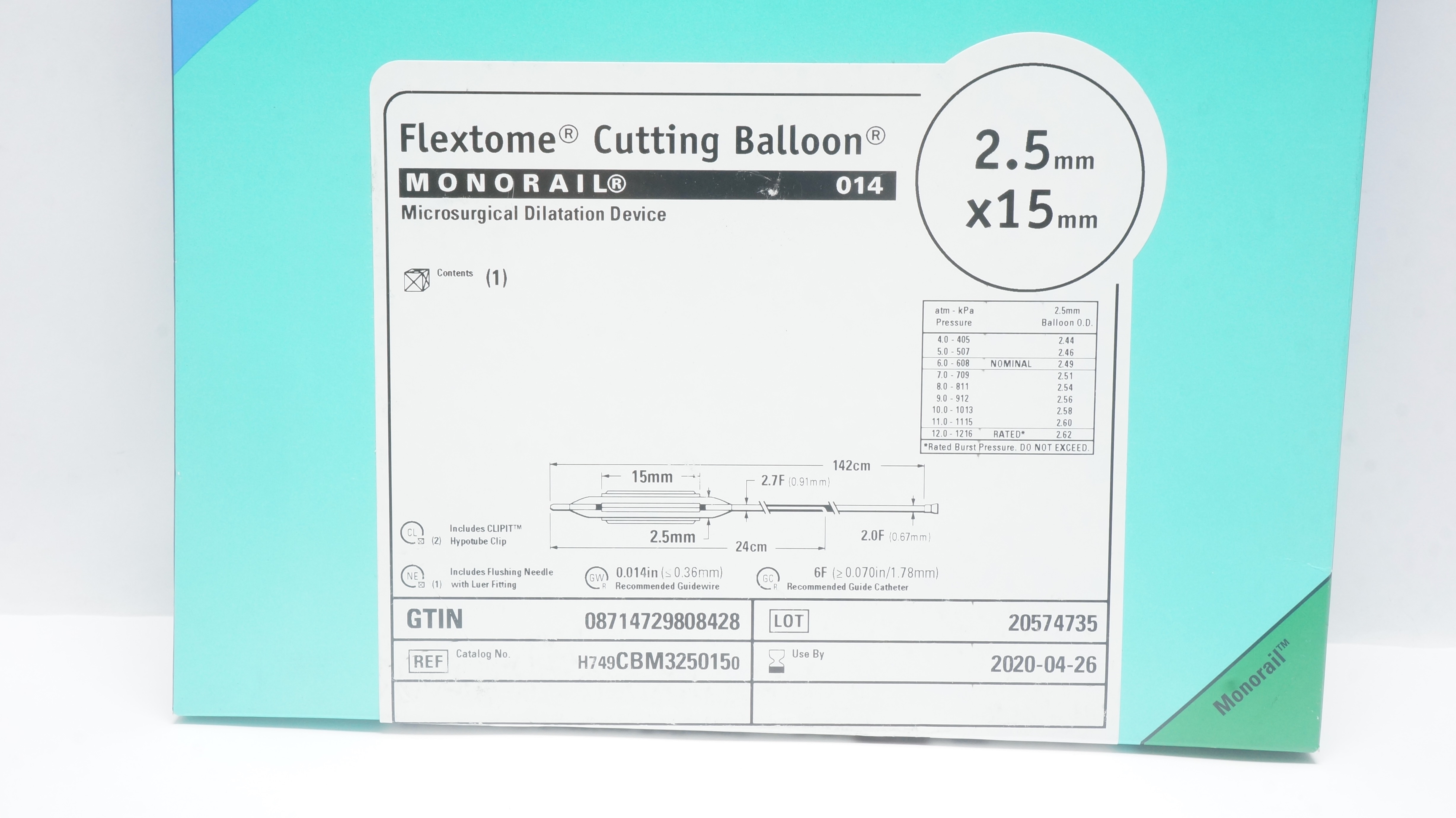 Boston Scientific H749CBM3250150 Flextome Dilatation Device 2.5mm x 15mm (x)