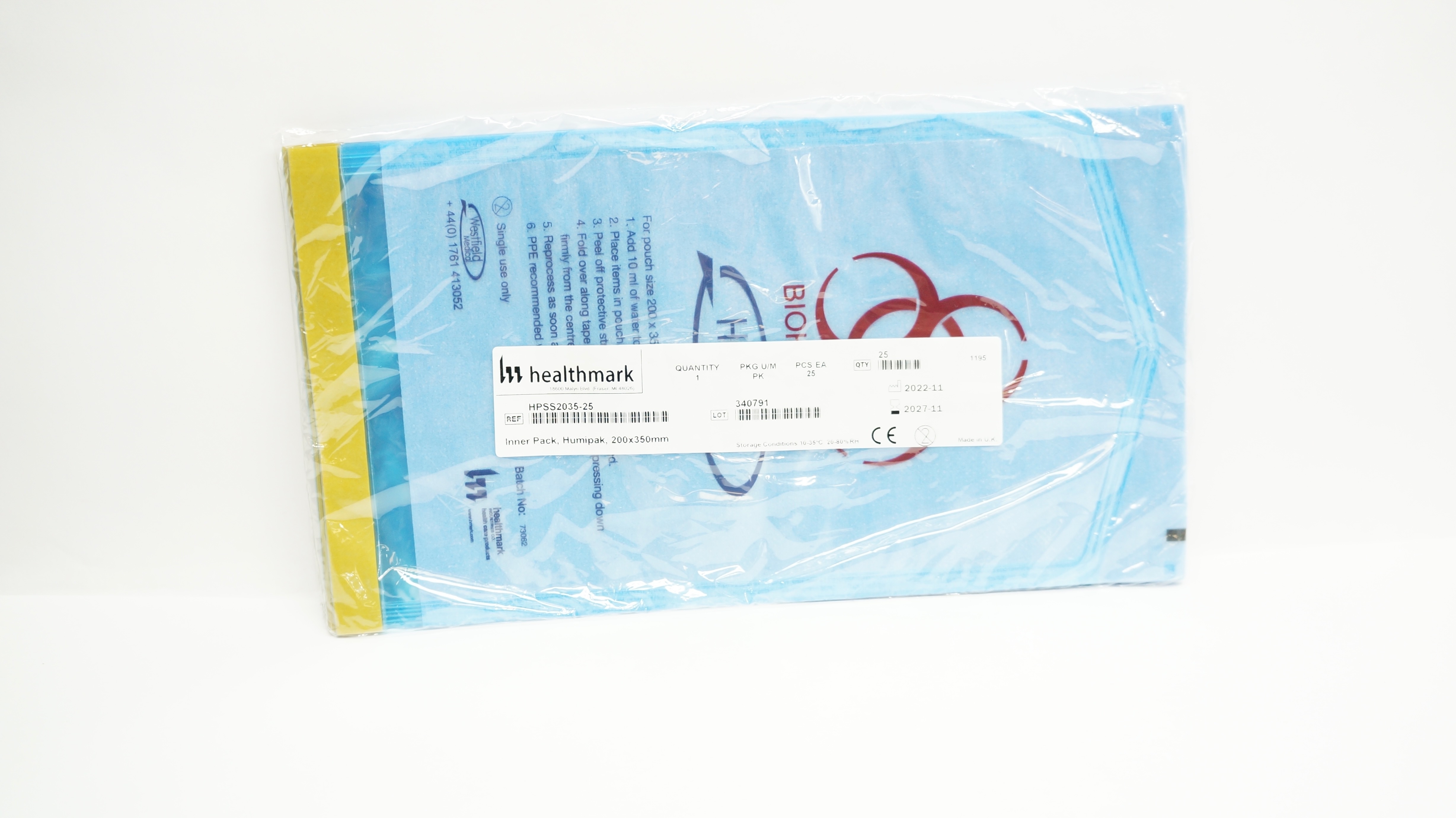 Healthmark HPSS2035-25 Inner Pack, Humipak, 200 x 350mm - Pack of 25