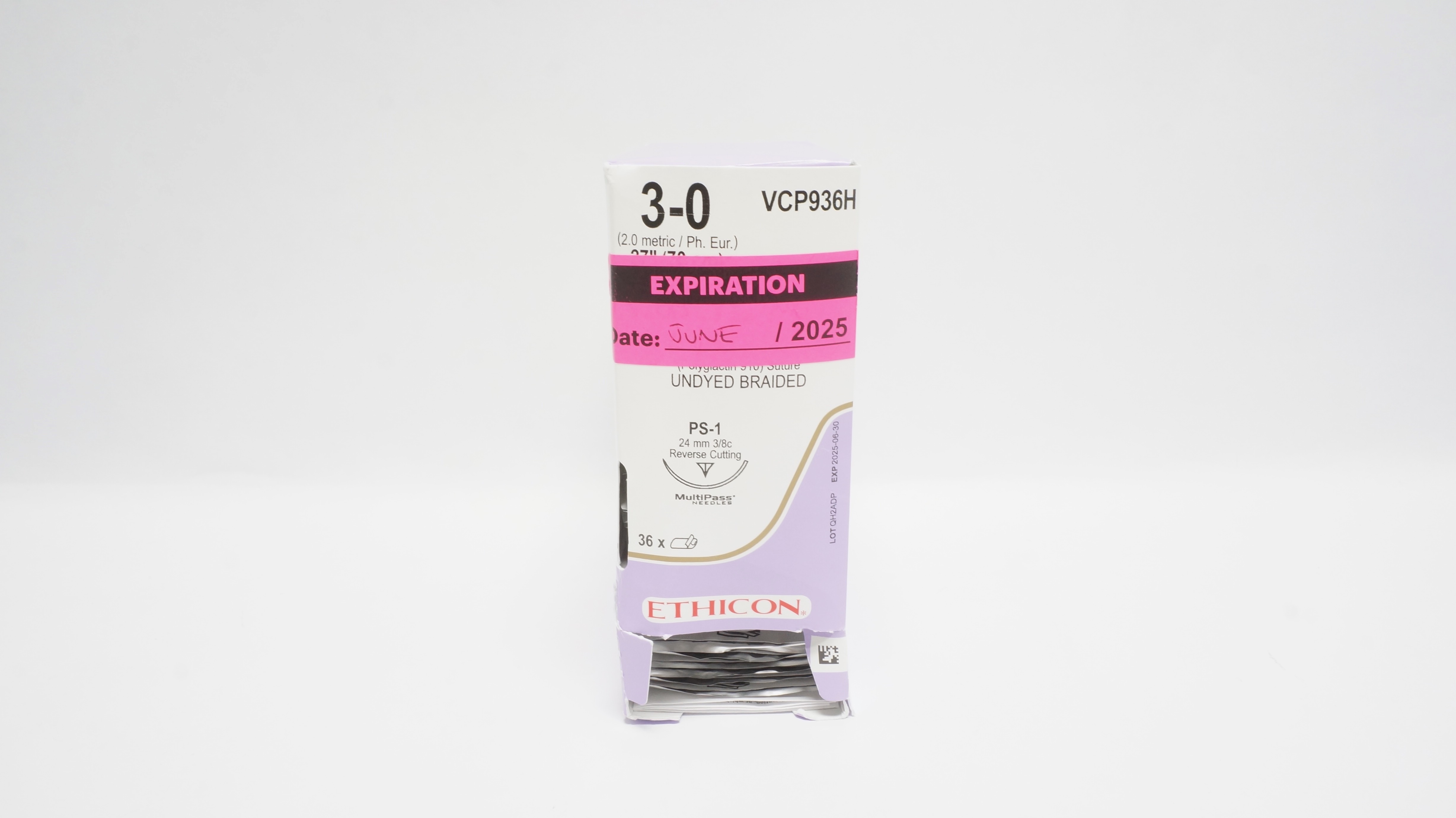 Ethicon VCP936H 3-0 VICRYL PS-1 24mm 3/8c Reverse Cutting 18inch (x) - Box of 35