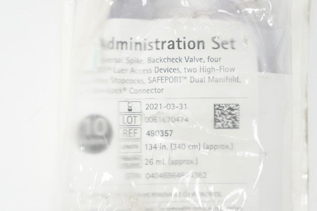 Braun 490357 IV Administration Set, 10 Drops/mL 26 mL x 134 inch (Approx.) (x)