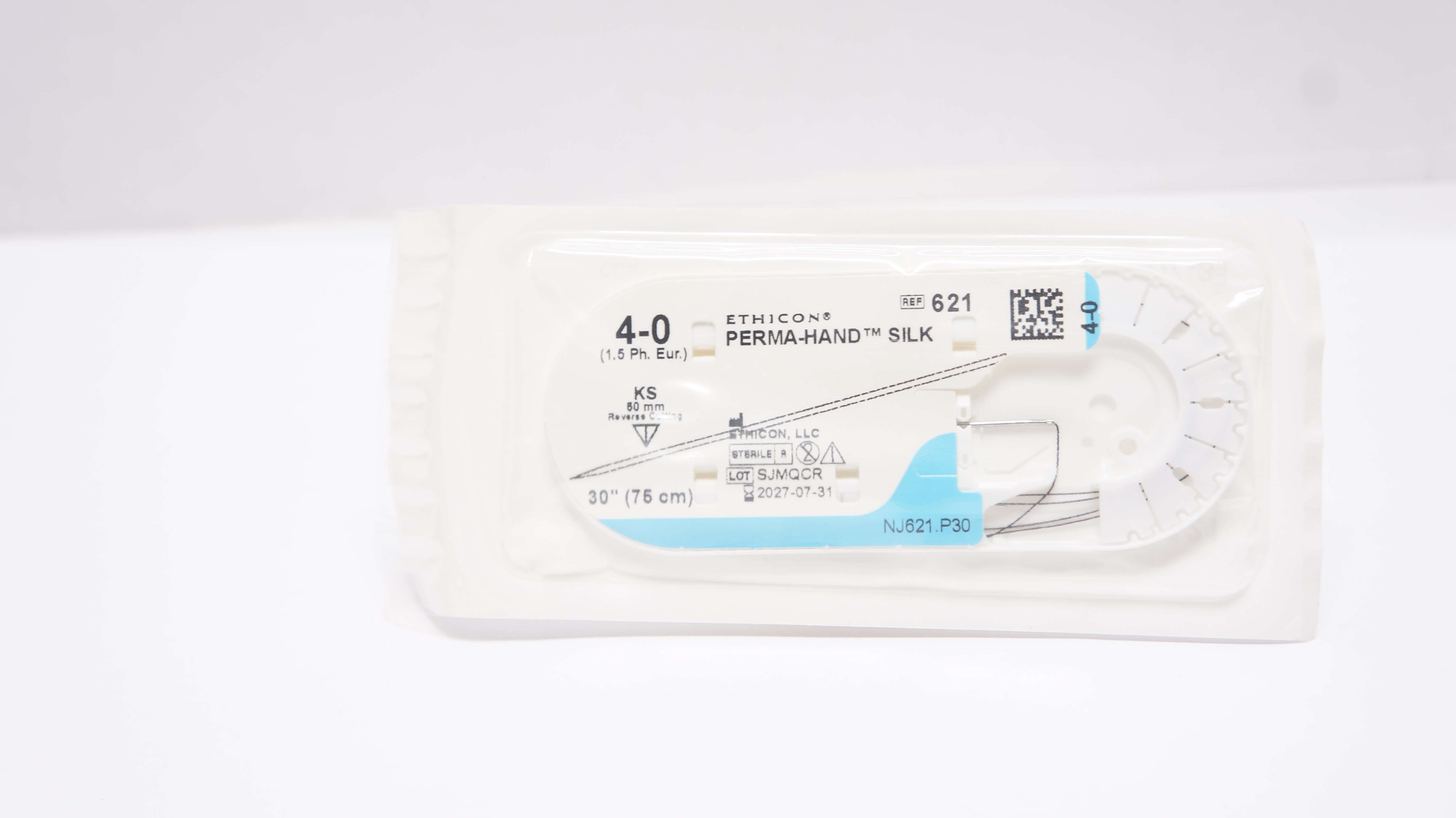 Ethicon 621 4-0 Perma-Hand Silk Stre KS 60mm Straight Reverse Cutting, 30inch