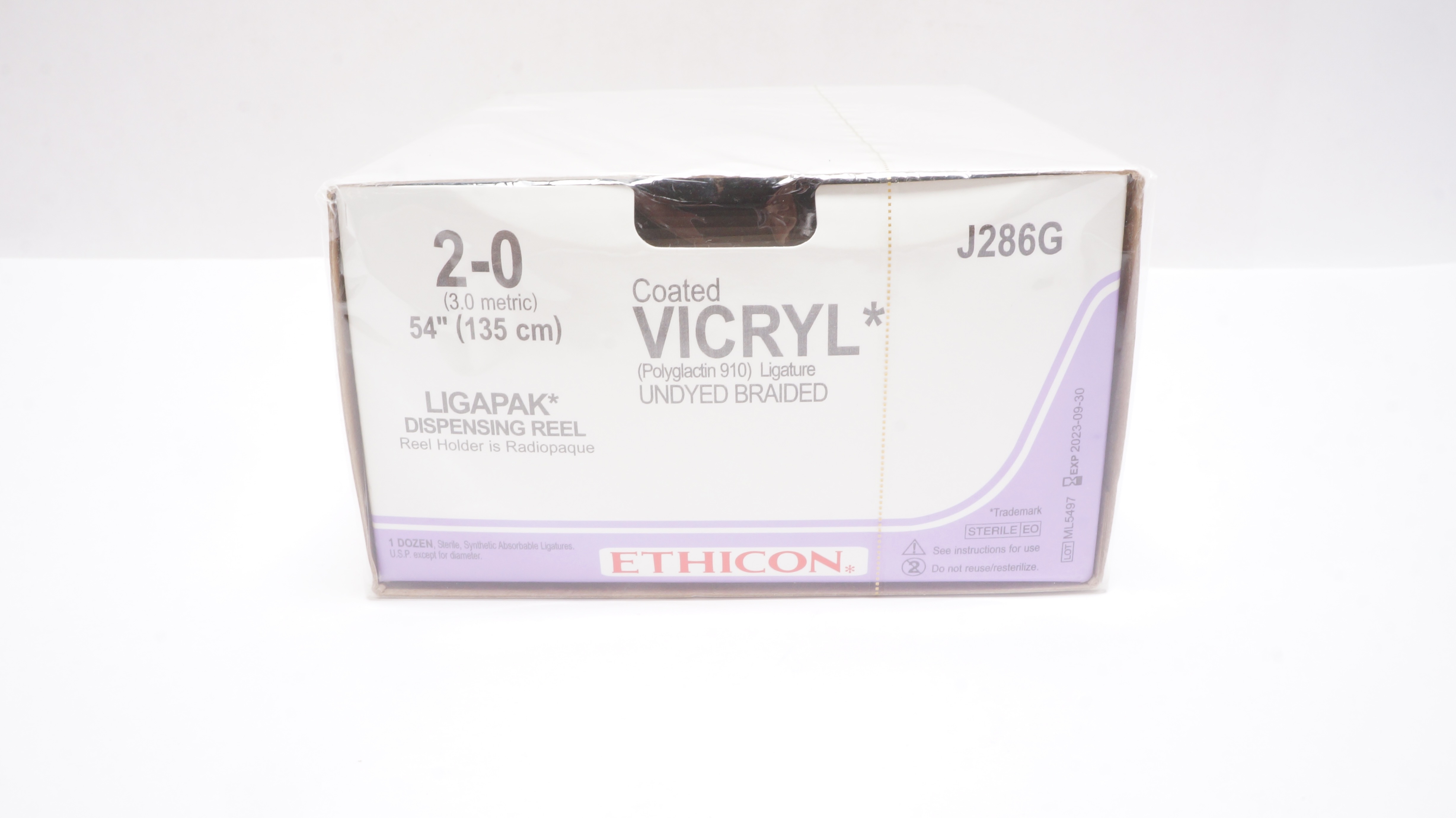 Ethicon J286G 2-0 Coated VICRYL Undyed Braided Ligapak 54inch - Box of 12