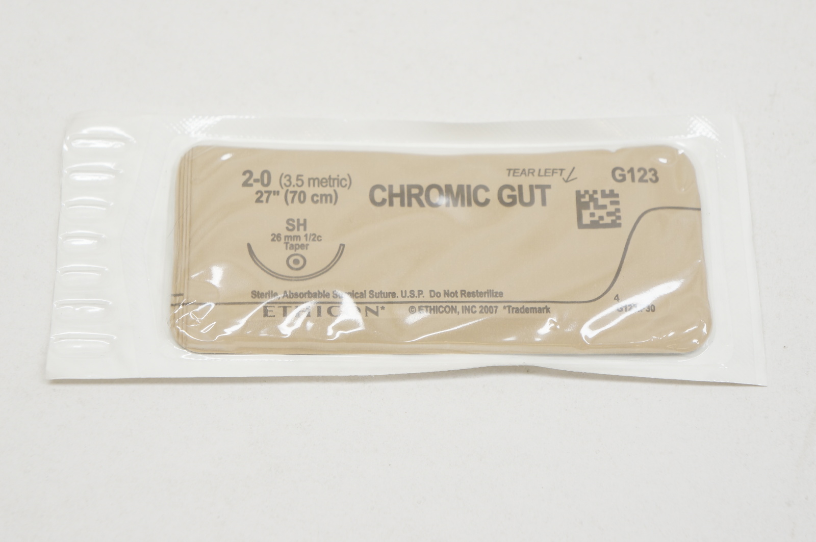 Ethicon G123 2-0 CHROMIC GUT Surgical Stre SH 26mm 1/2c Taper, 27inch