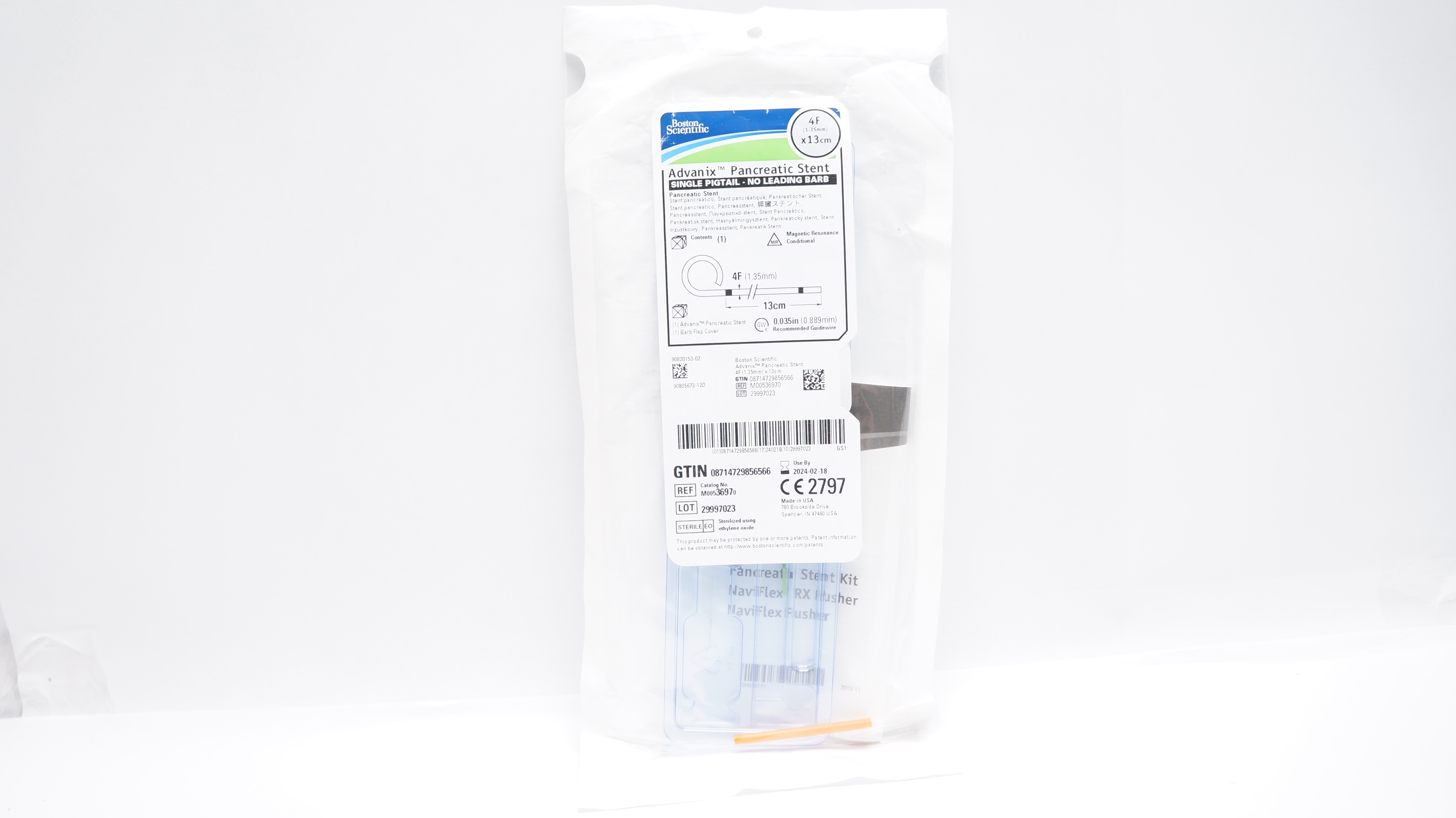 Boston Scientific M00536970 Advanix Single Pigtail Pancreatic Stnt 4F x 13cm (x)