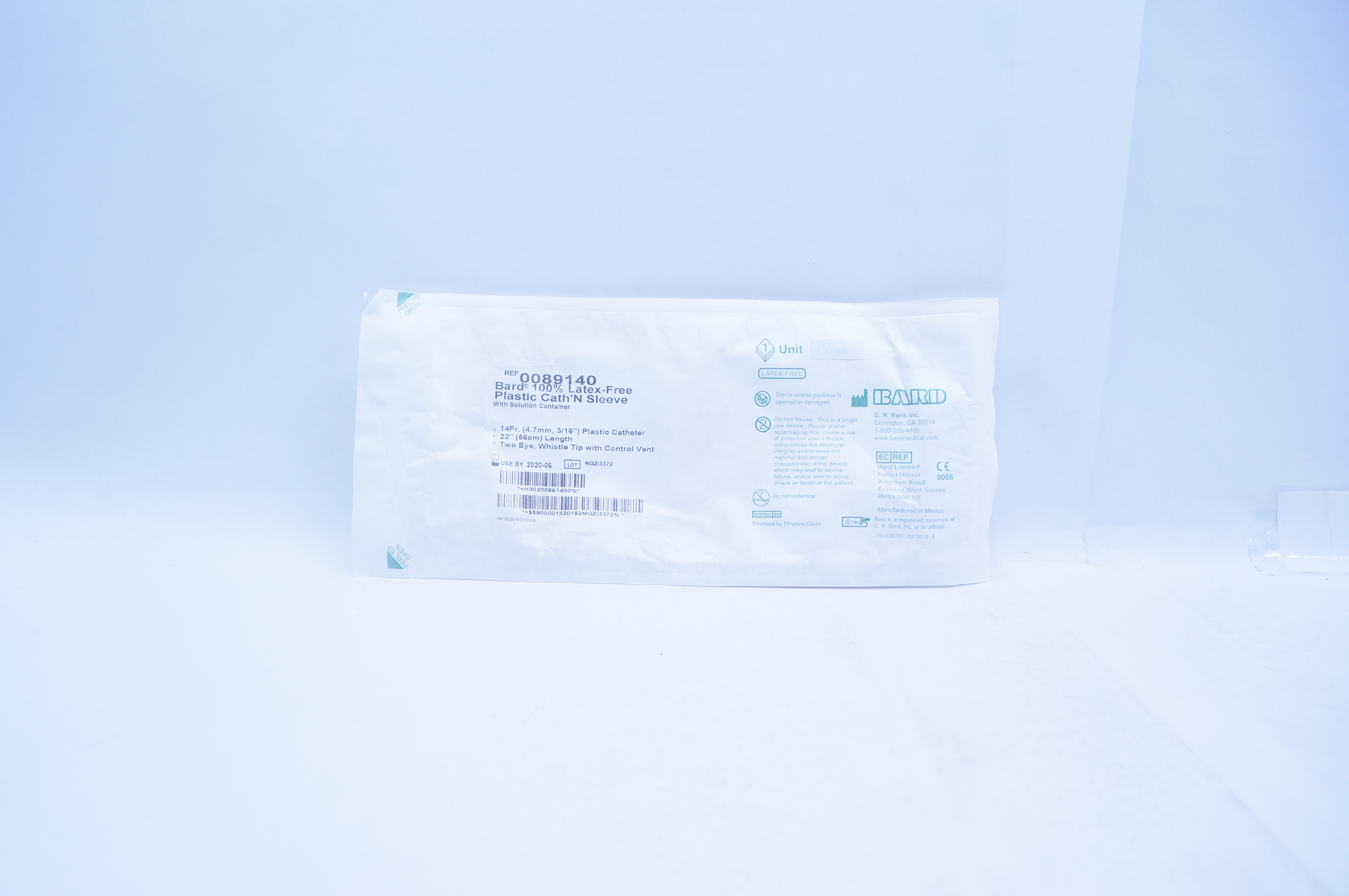 Bard 0089140 Latex-Free Plastic Cath'N Sleeve With Solution Container 14Fr. (x)