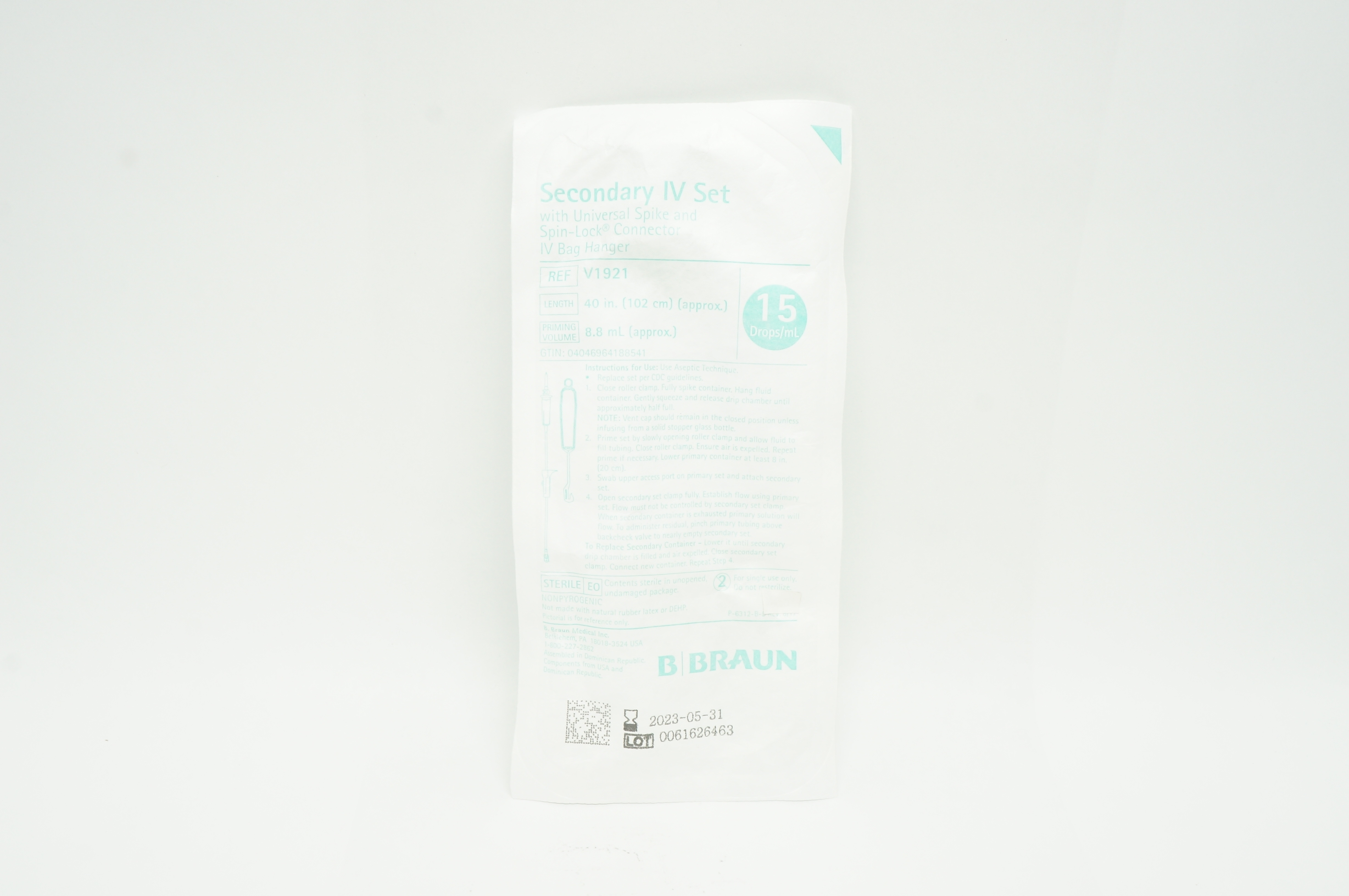 Braun V1921 Secondary IV or Transfer Set 15ml, 40inch