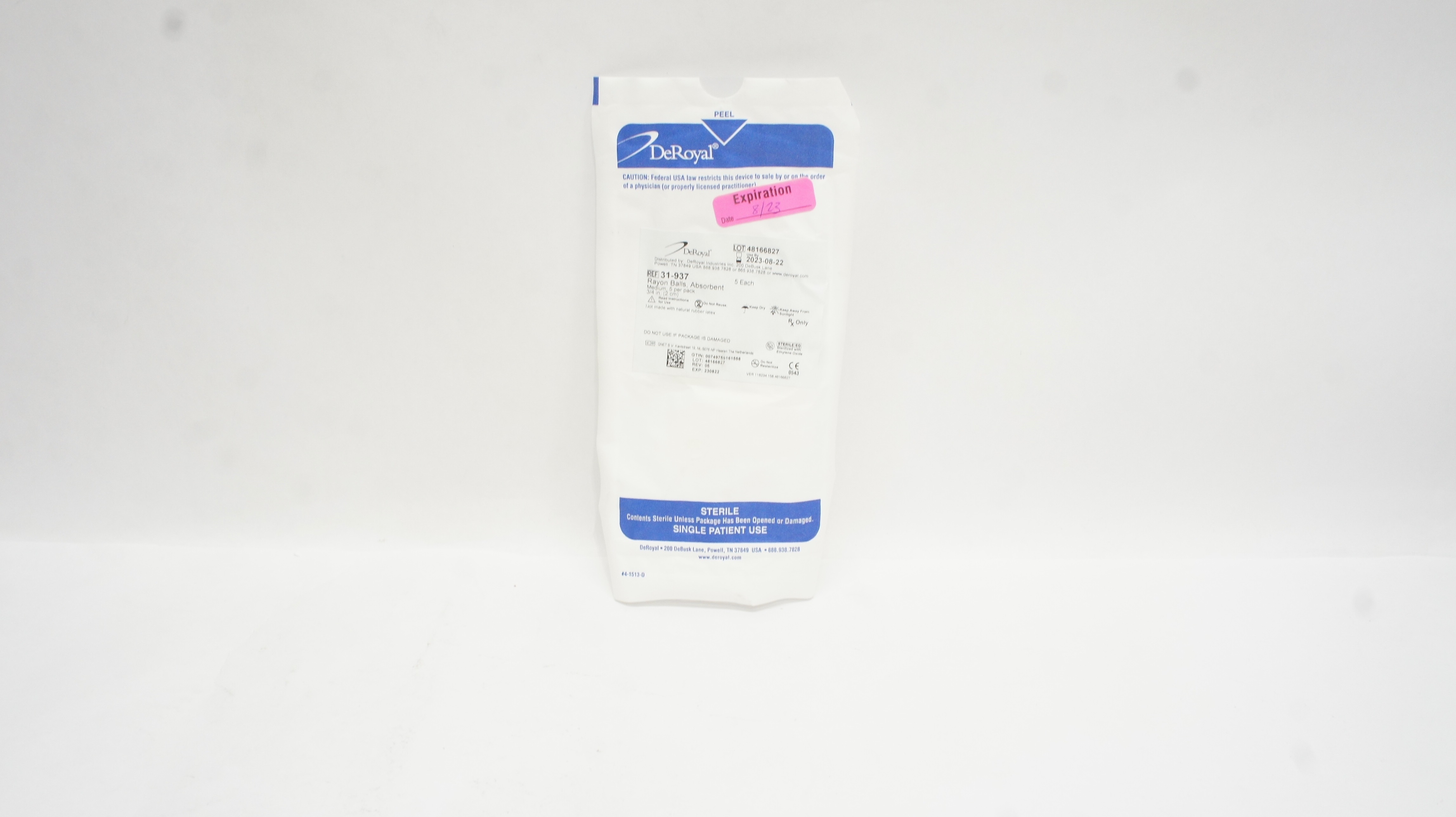 DeRoyal 31-937 Rayon Balls, Absorbent, Medium 3/4inch (x) - Pack of 5