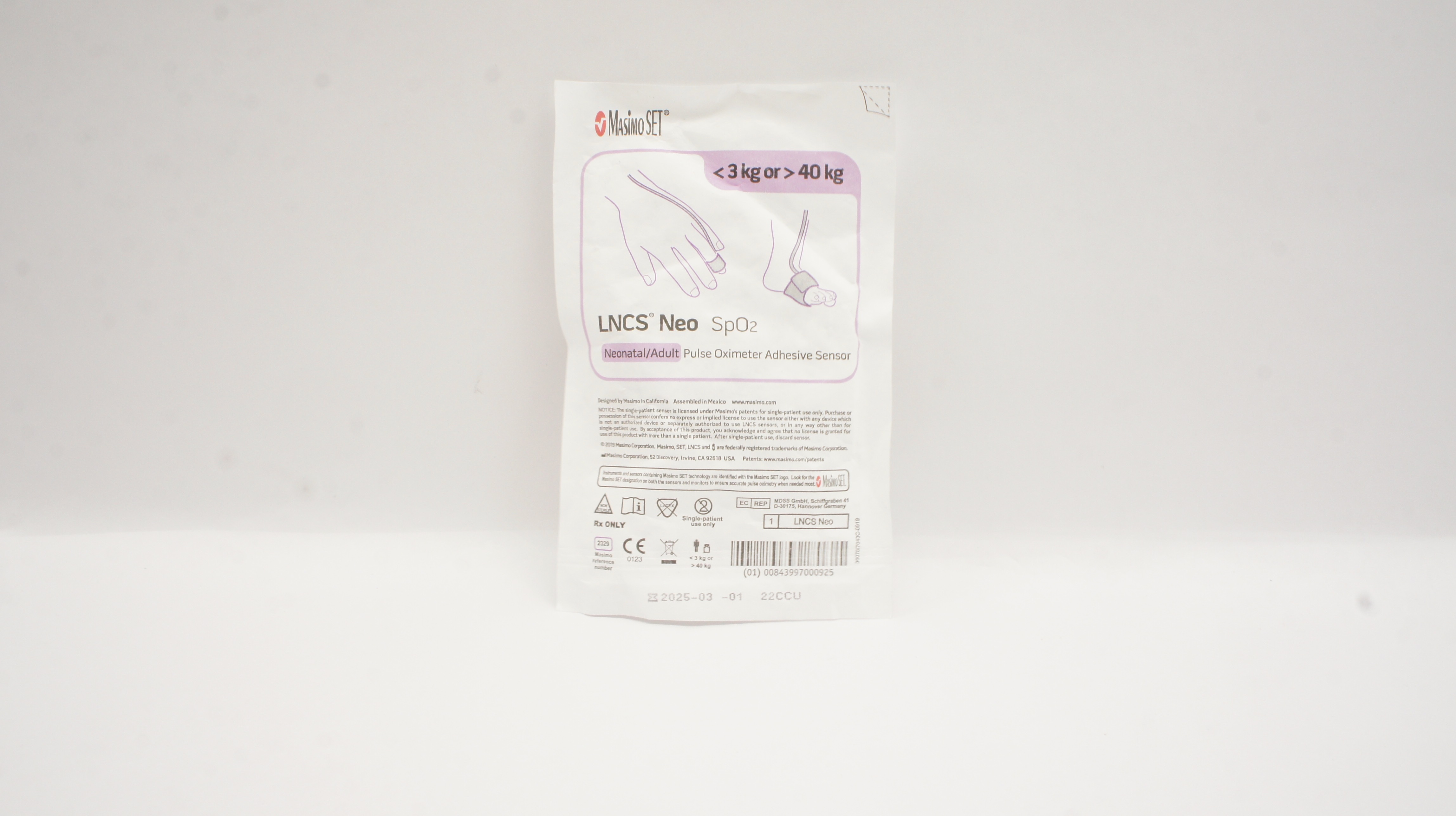Masimo 2329 LNCS NEO Neonatal/Adult Pulse Oximeter Adhesive Sensor <3kg or >40kg
