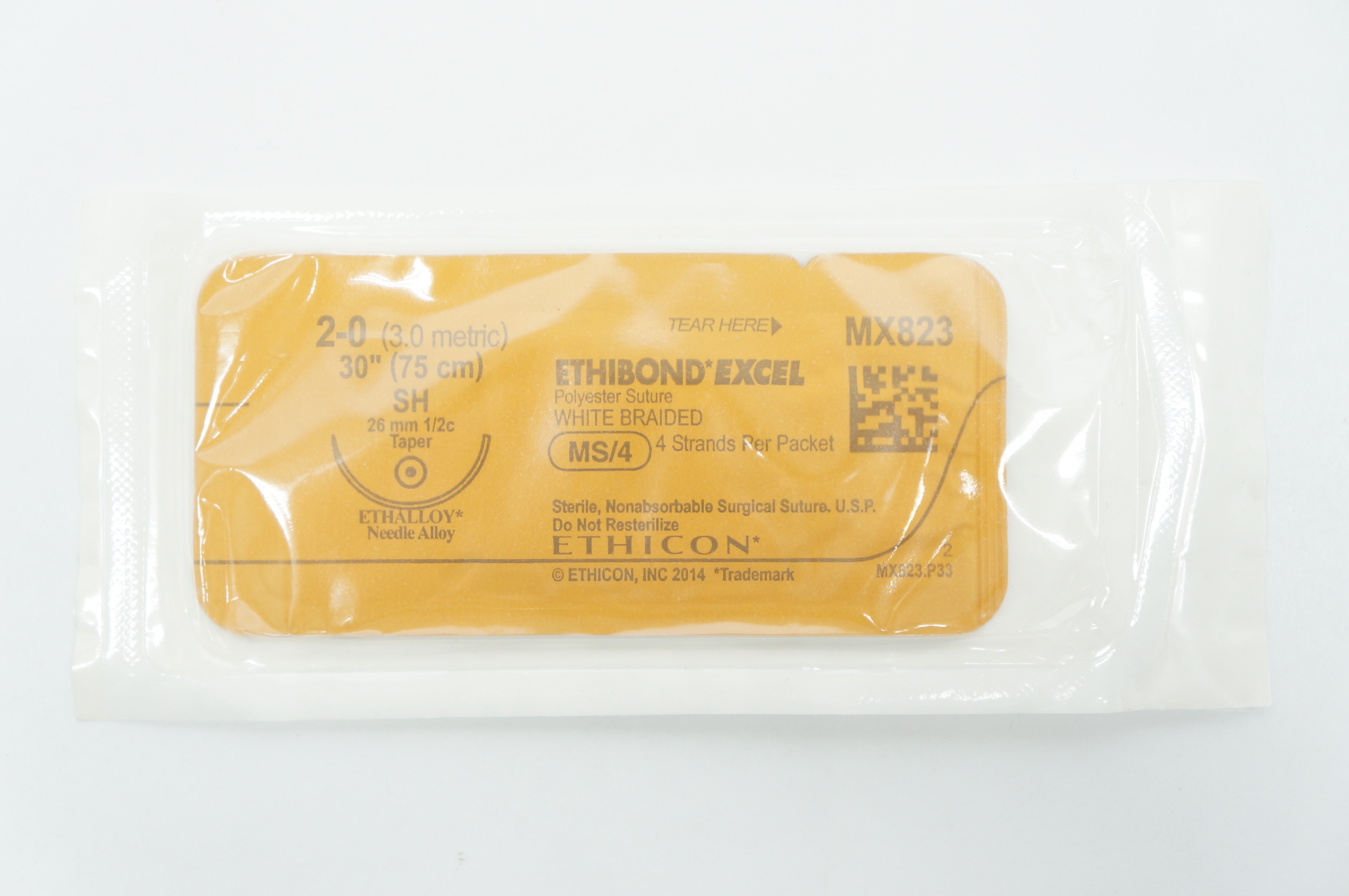 Ethicon MX823 2-0 Ethibond Excel, 30in. Taper SH 26mm