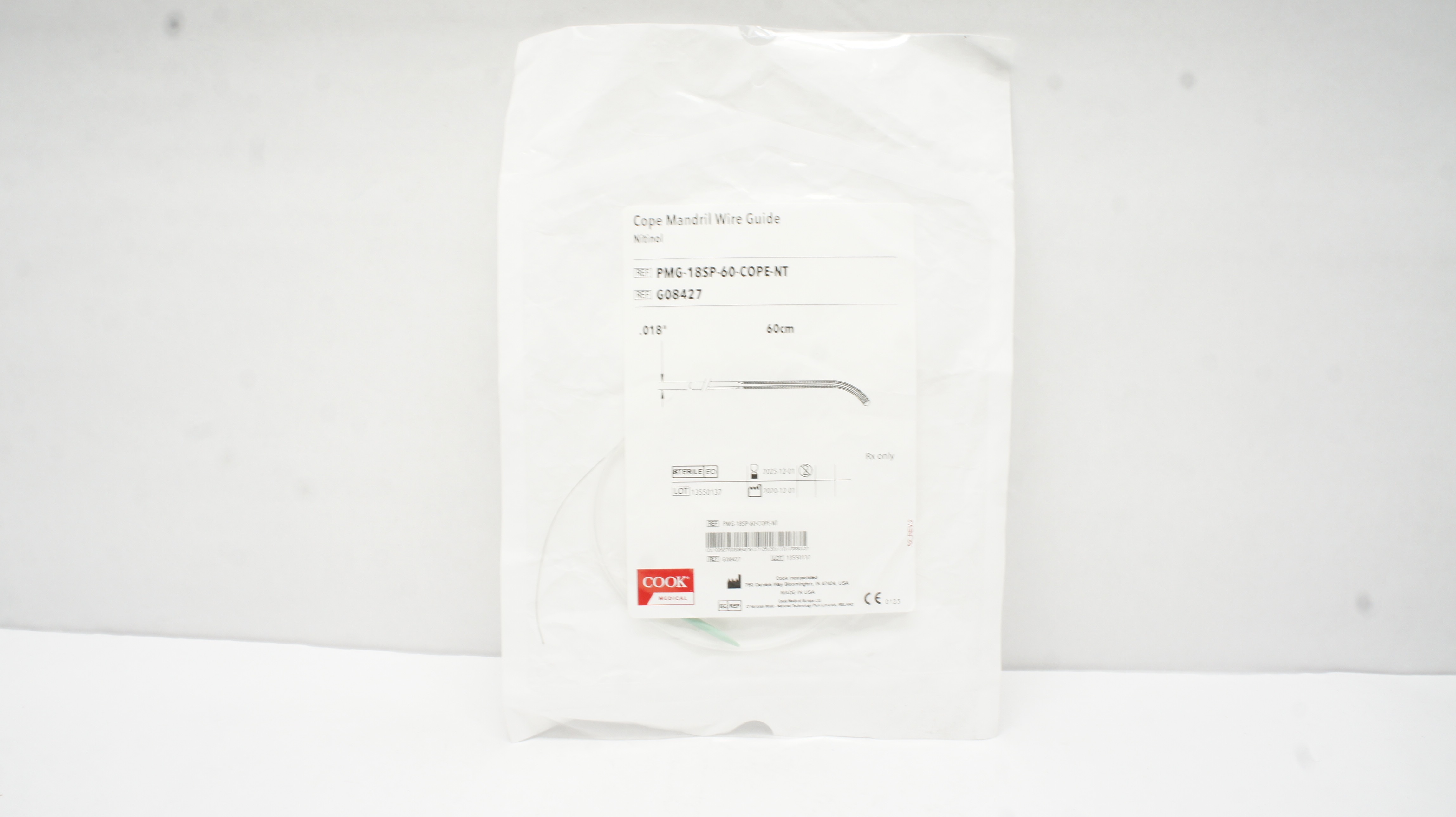 Cook Medical G08427 Cope Mandril Wire Guide Nitinol .018inch x 60cm