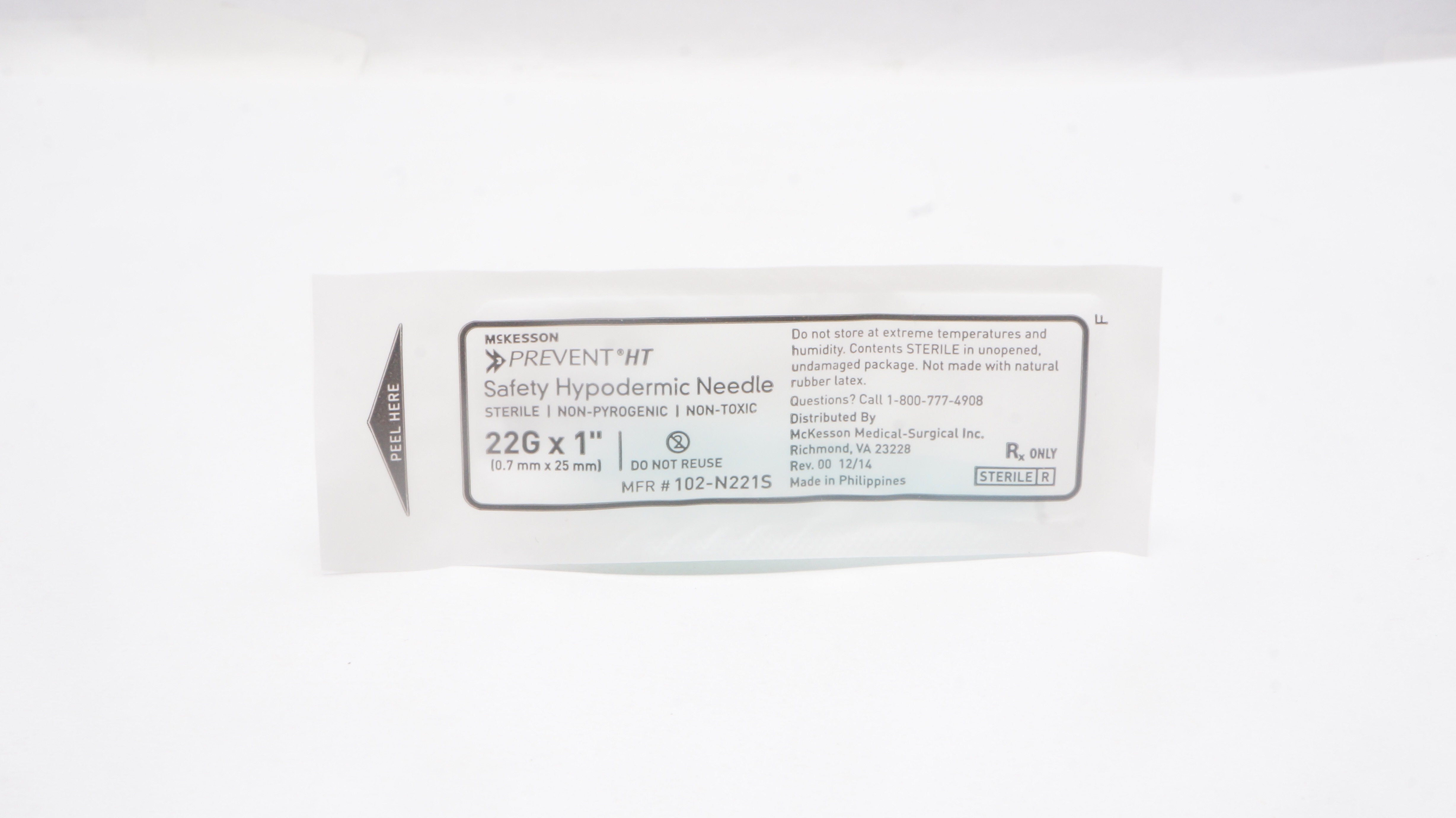 McKesson 102-N221S Safety Ndle 22G x 1inch (x)