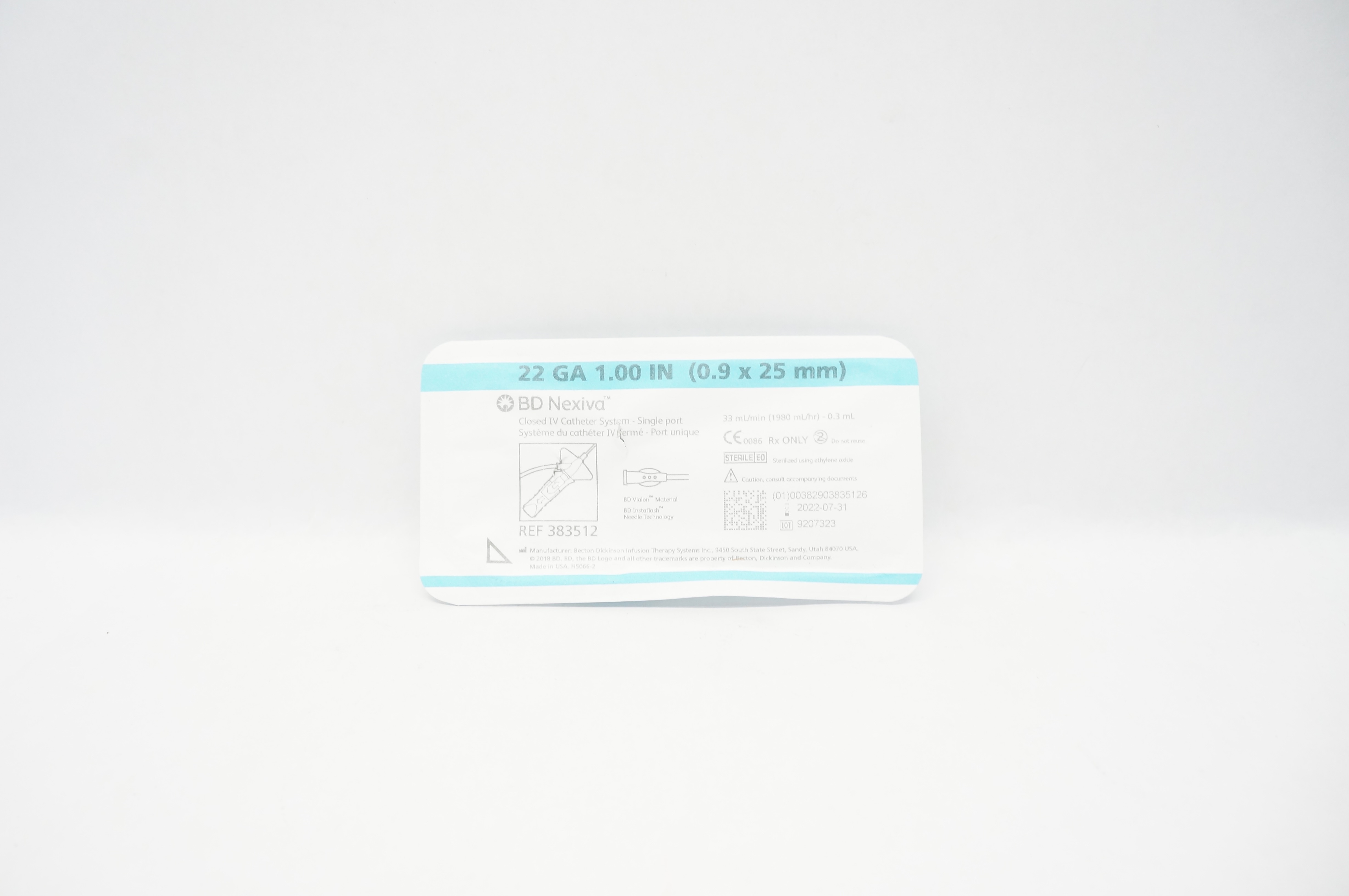 BD 383512 Nexiva Clodsed IV Cath. System - Single Port 22GA x 1.00inch