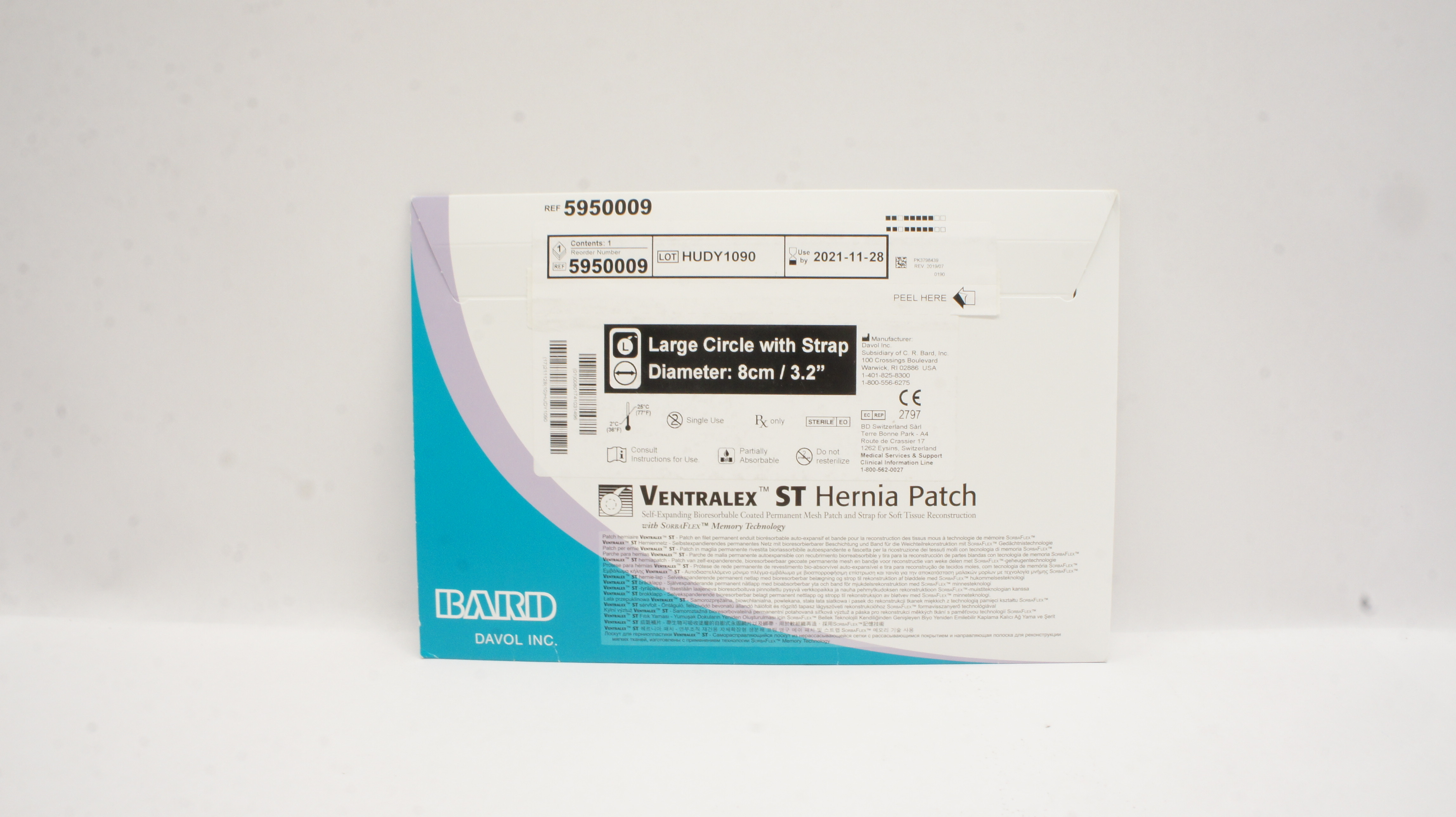 Bard 5950009 Davol Ventralex ST Hernia Patch Large Circle With Strap 3.2inch (x)