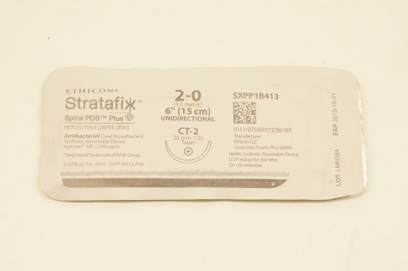 Ethicon SXPP1B413 2-0 Stratafix Spiral PDS Plus, CT-2, 26mm 1/2c Taper, 6inch(x)
