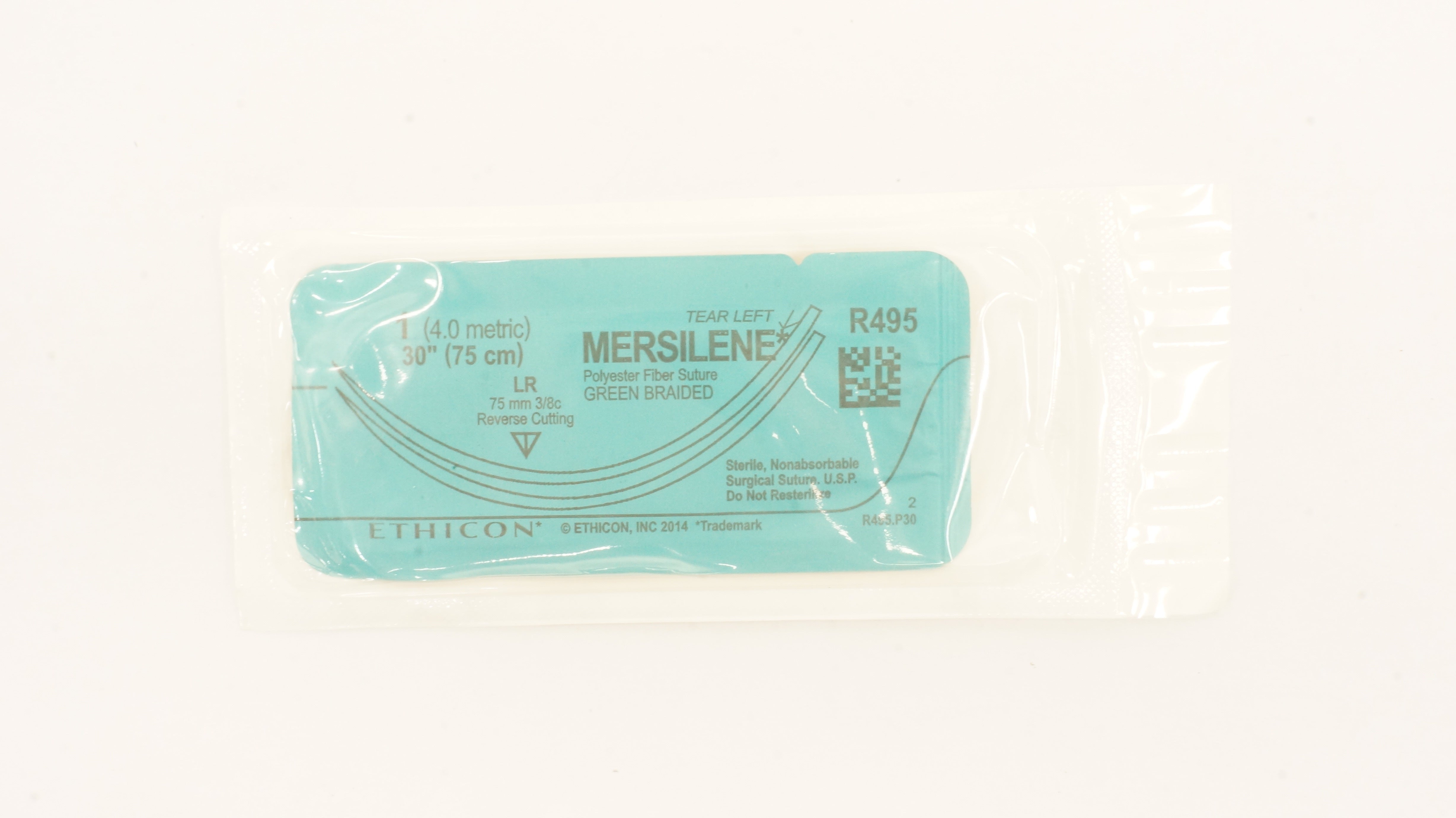 Ethicon R495 1 Mersilene Polyester Stre LR 75mm 3/8c Reverse Cut, 30 inch (x)