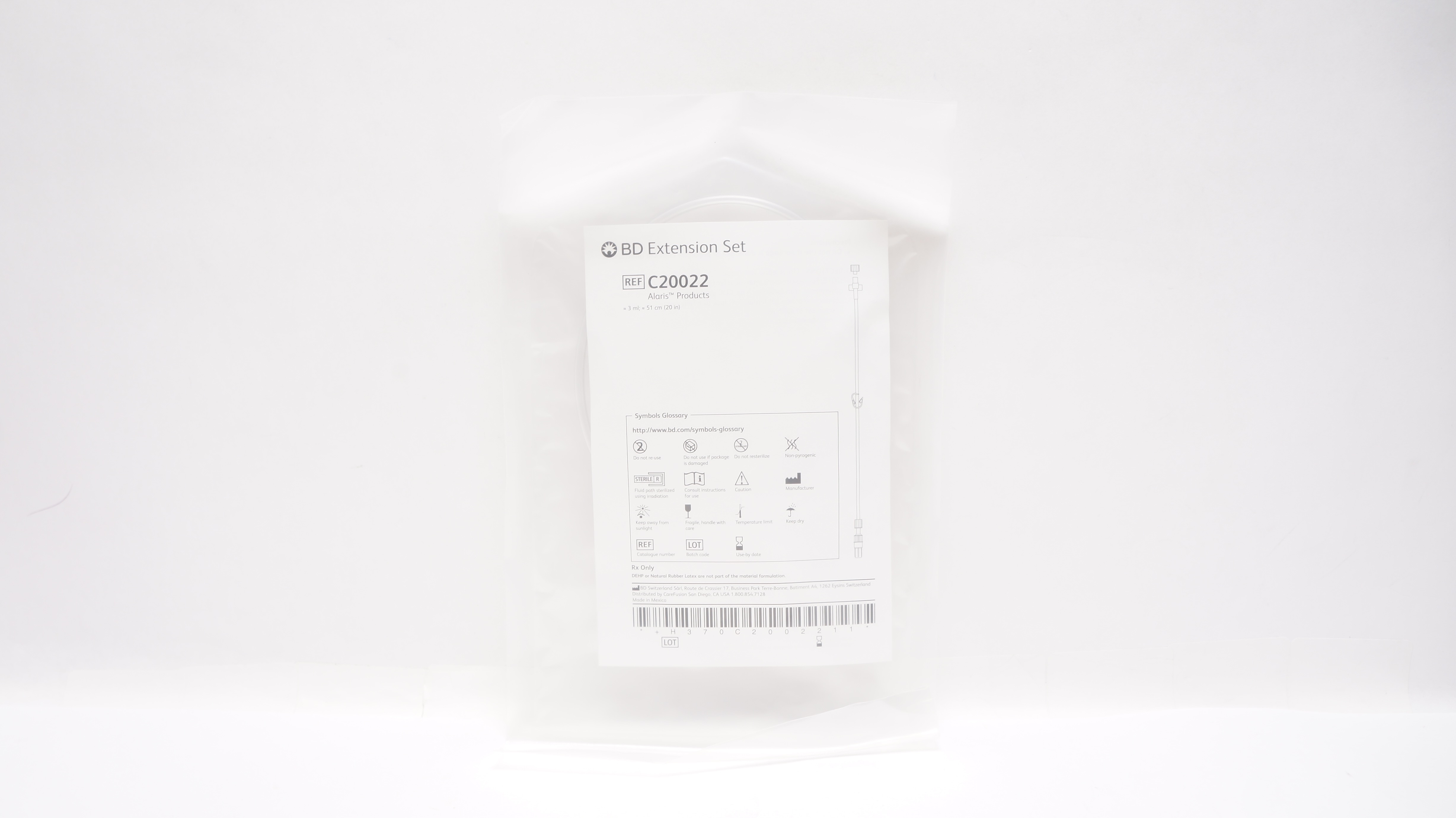 BD C20022 Alaris Products Extension Set 3mL x 20inch