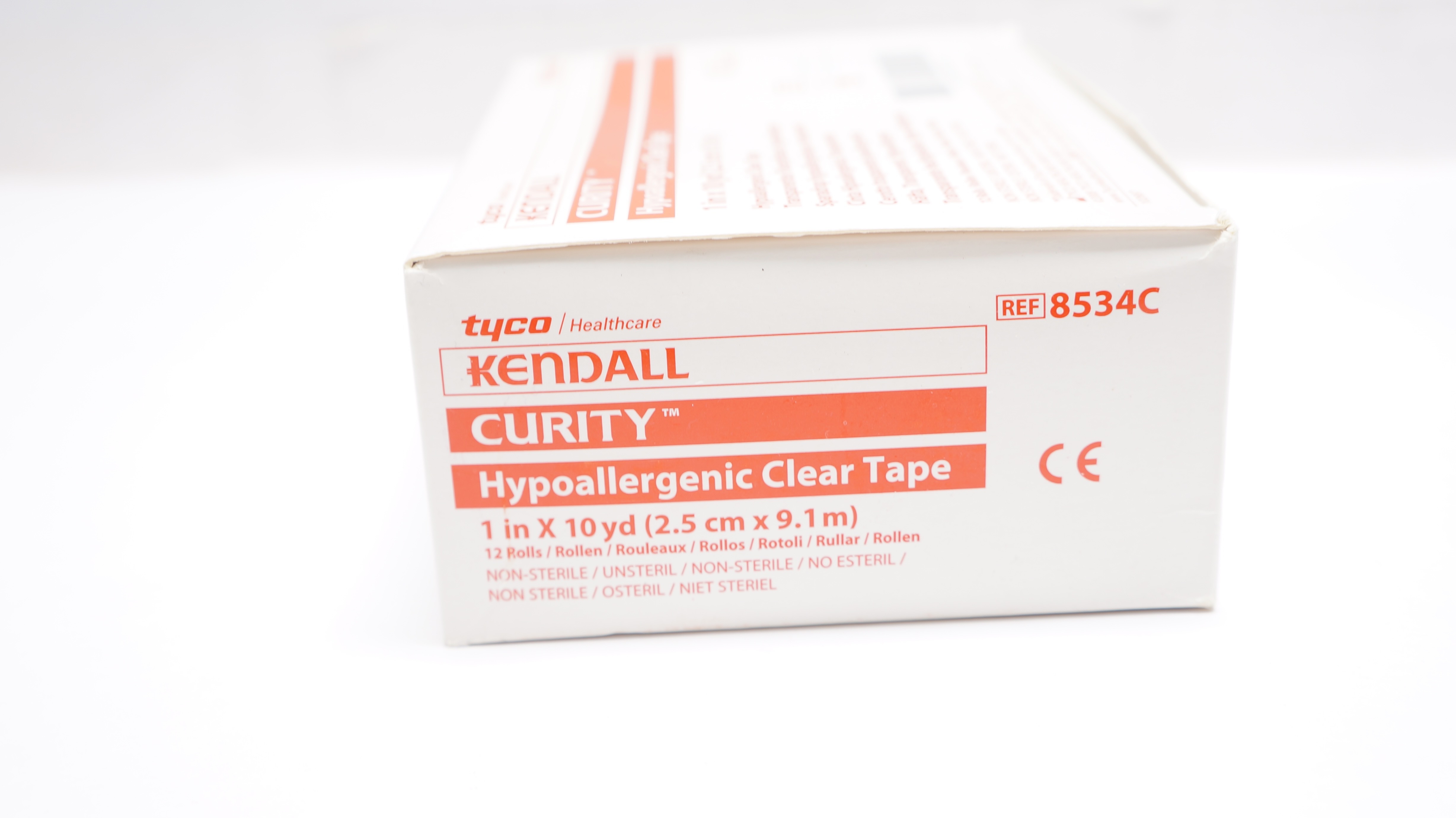 Tyco 8534C Kendall Curity Hypoallergenic Clear Tape 1inch x 10yd. (x)- Box of 12