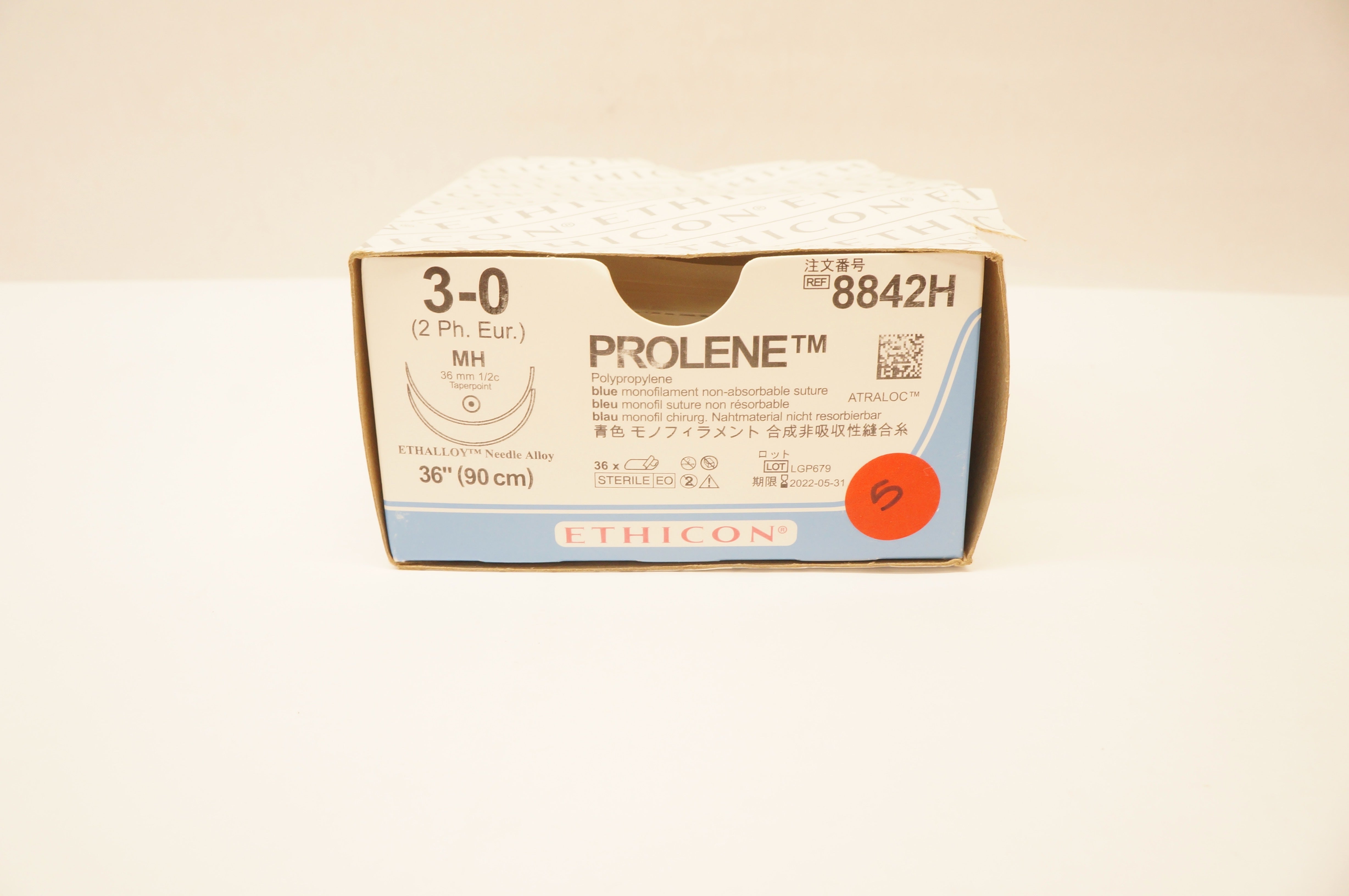 Ethicon 8842H 3-0 PROLENE Stre MH 36mm 1/2c Taperpoint 36inch (x) - Box of 35