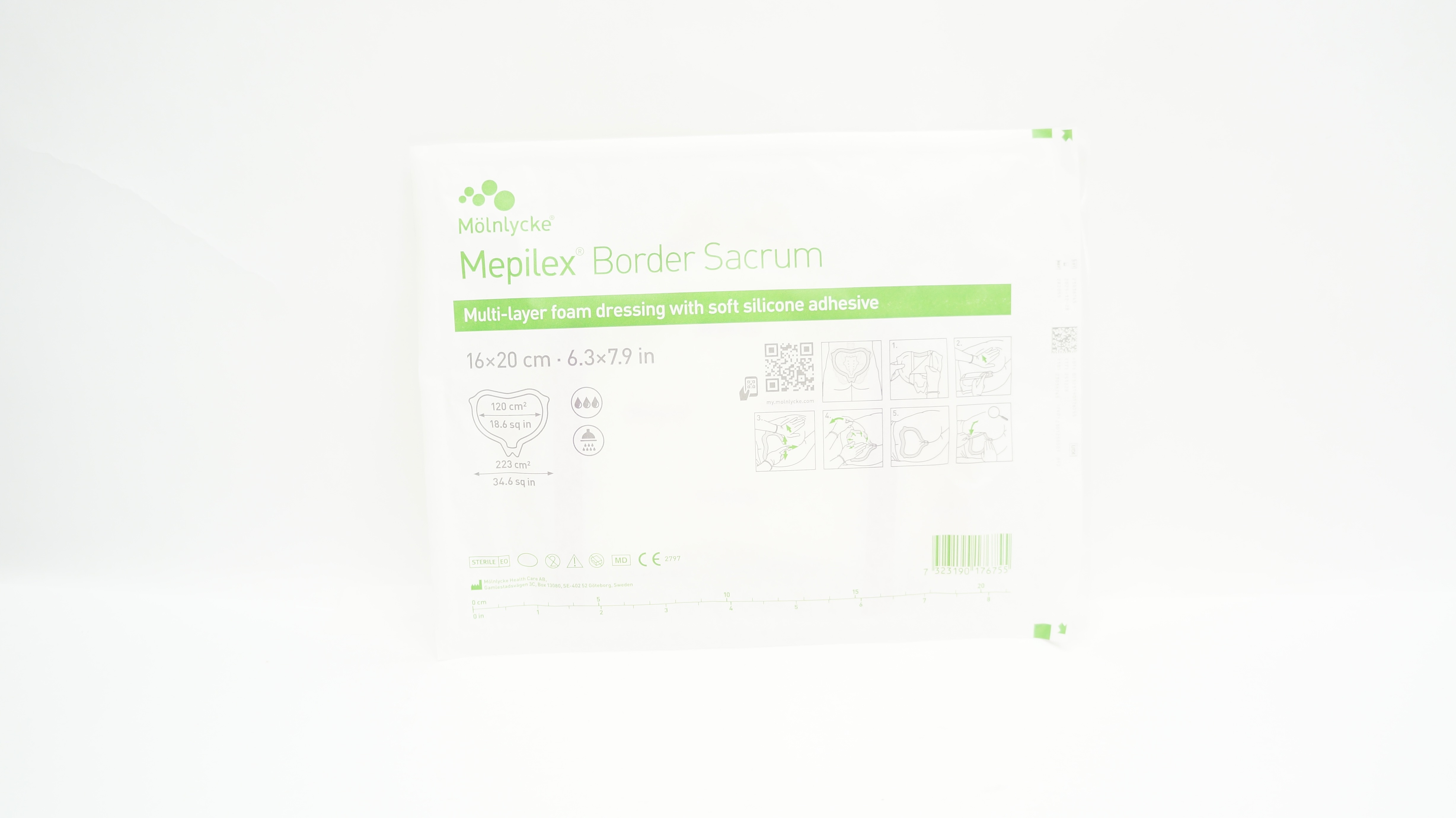 Molnlycke Health Care 282055 Mepilex Border Sacrum Foam Dressing 6.3 x 7.9inch