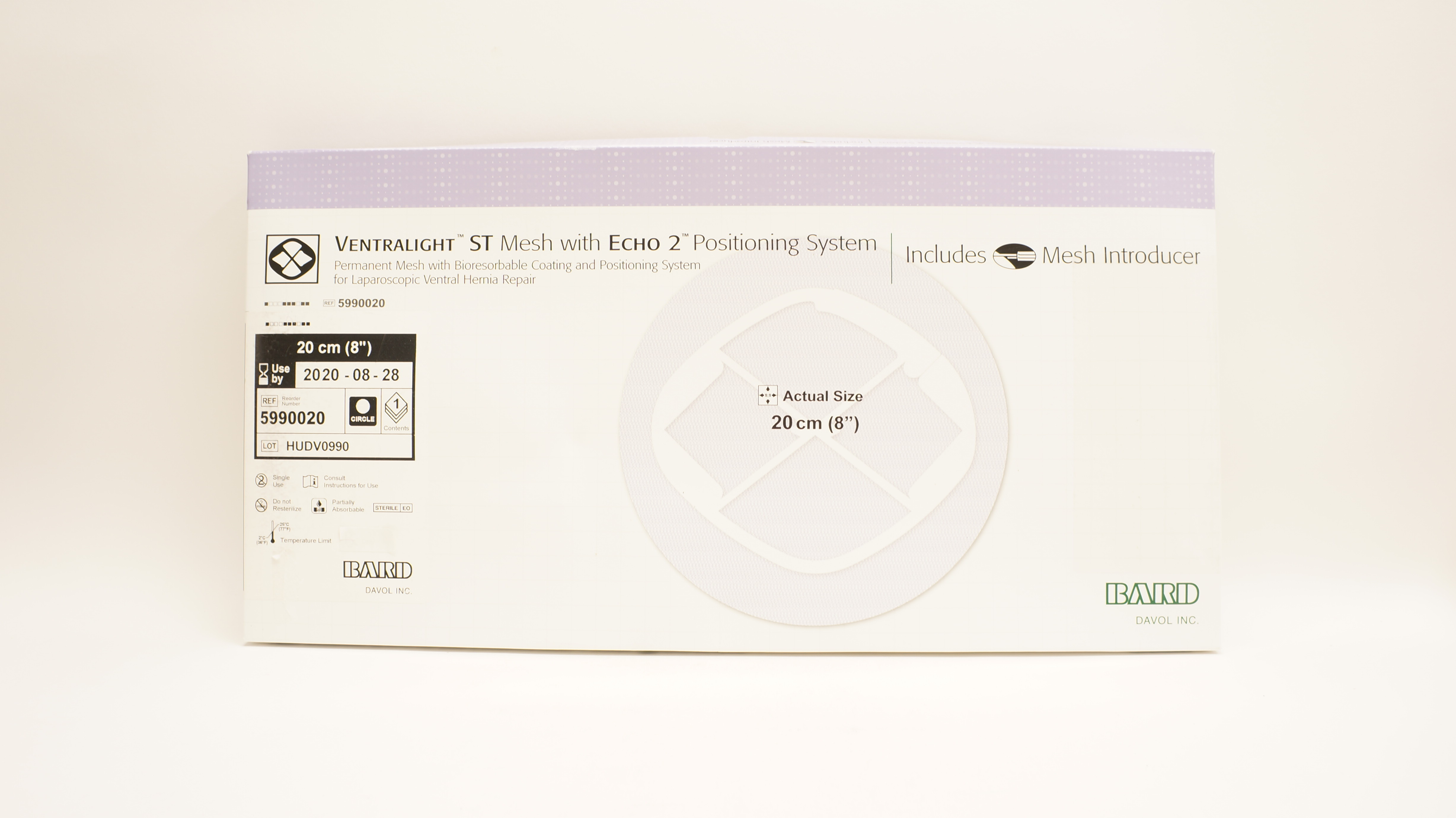 Bard 5990020 Ventralight ST Mesh with PS Echo PS Positioning System 8inch (x)
