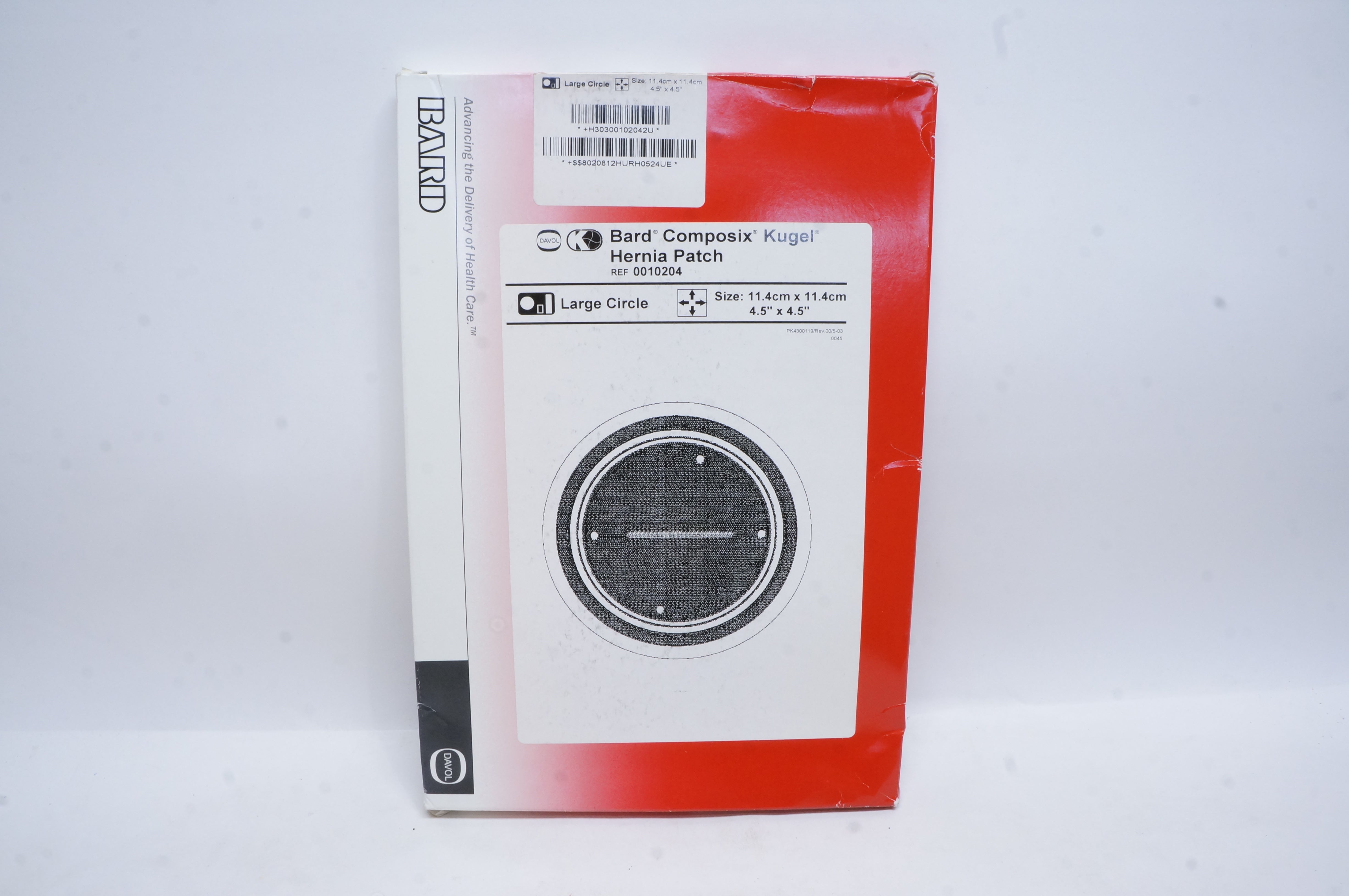 Bard 0010204 Composix Kugel Hernia Patch 4.5inch x 4.5inch, Large (x) - Box of 2