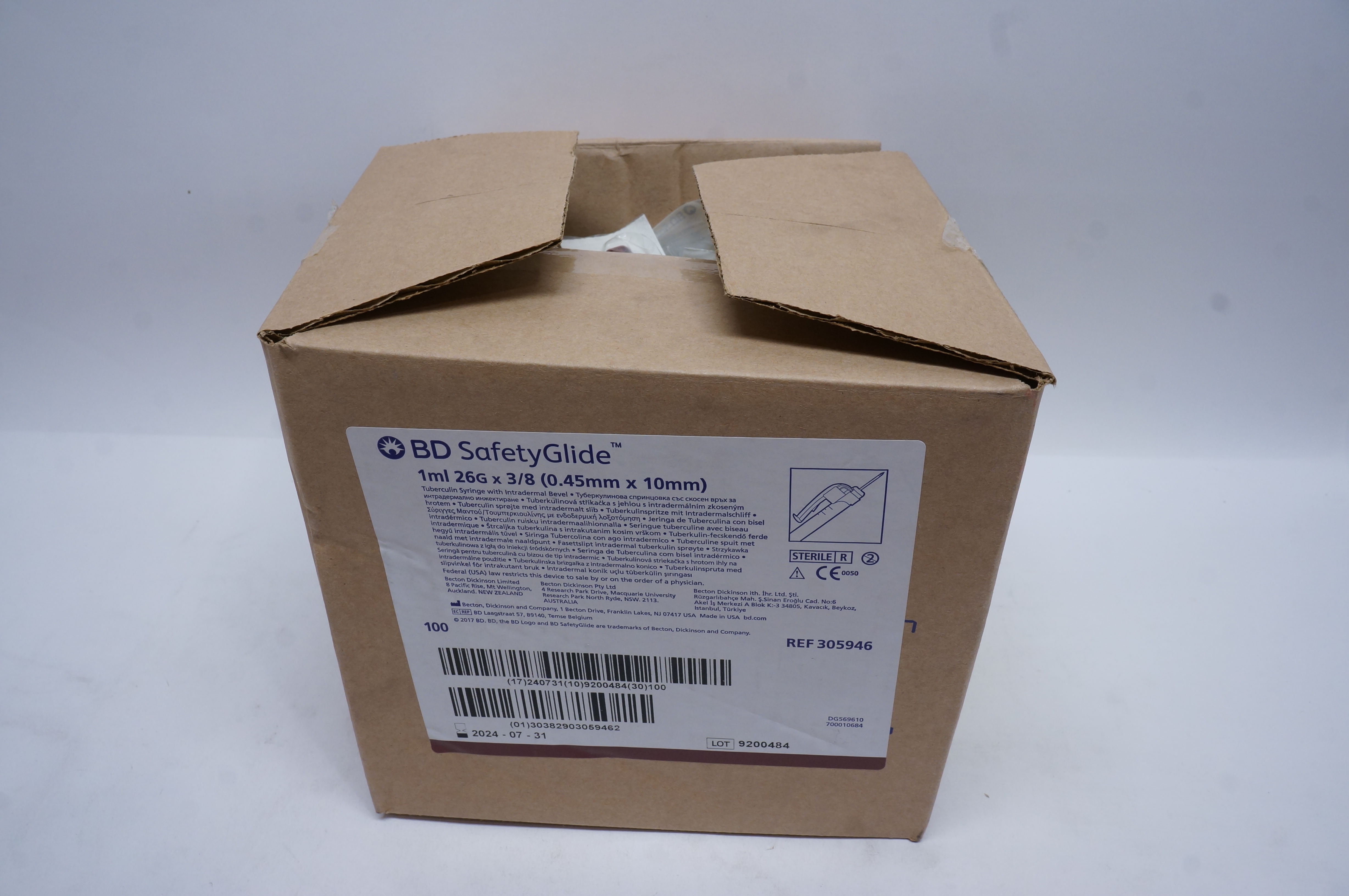 BD 305946 Safety Glide 1ml, 26G x 3/8inch - Box of 100