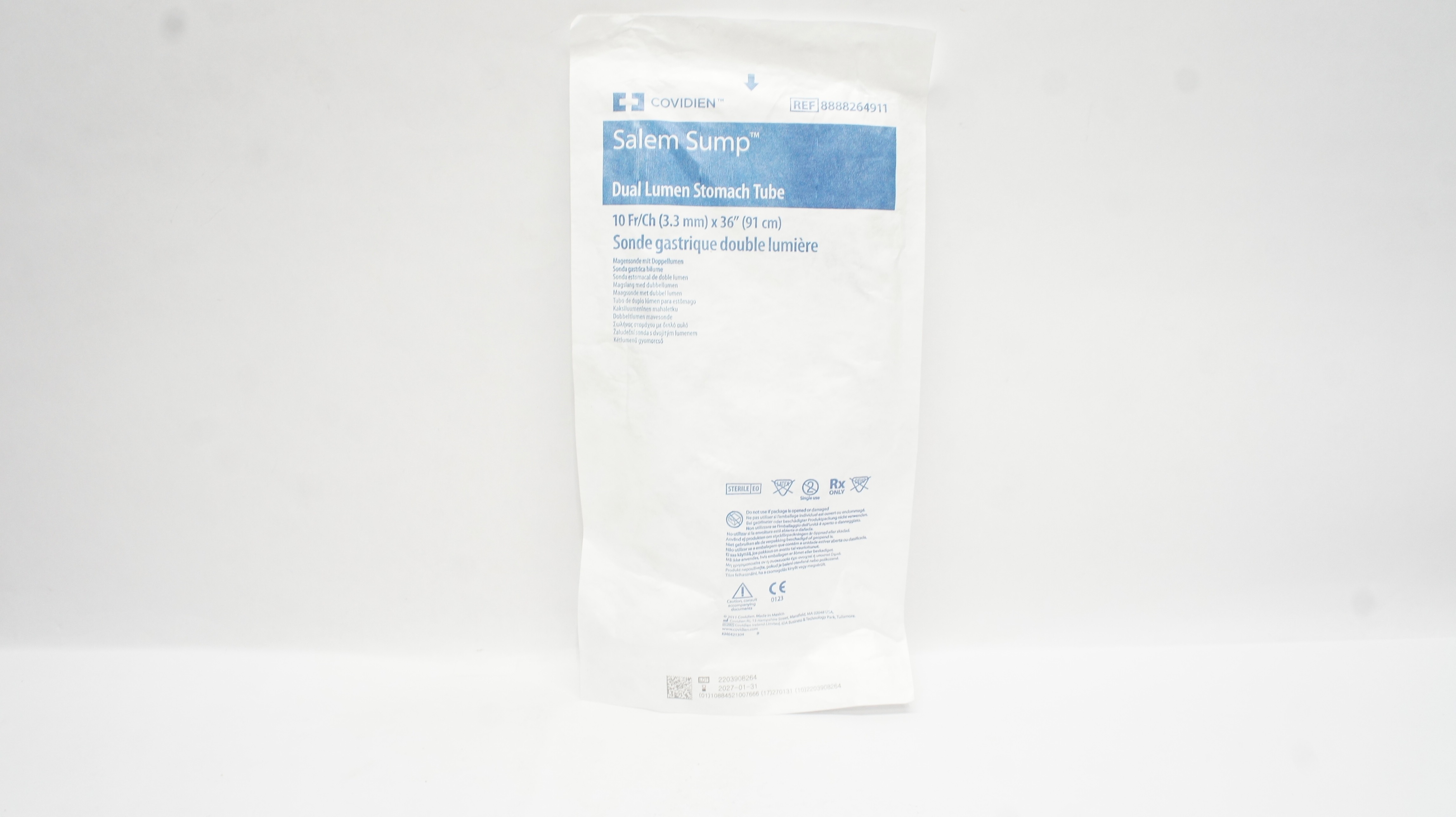 Covidien 8888264911 Salem Sump Dual Lumen Stomach Tube 10Fr. x 36inch