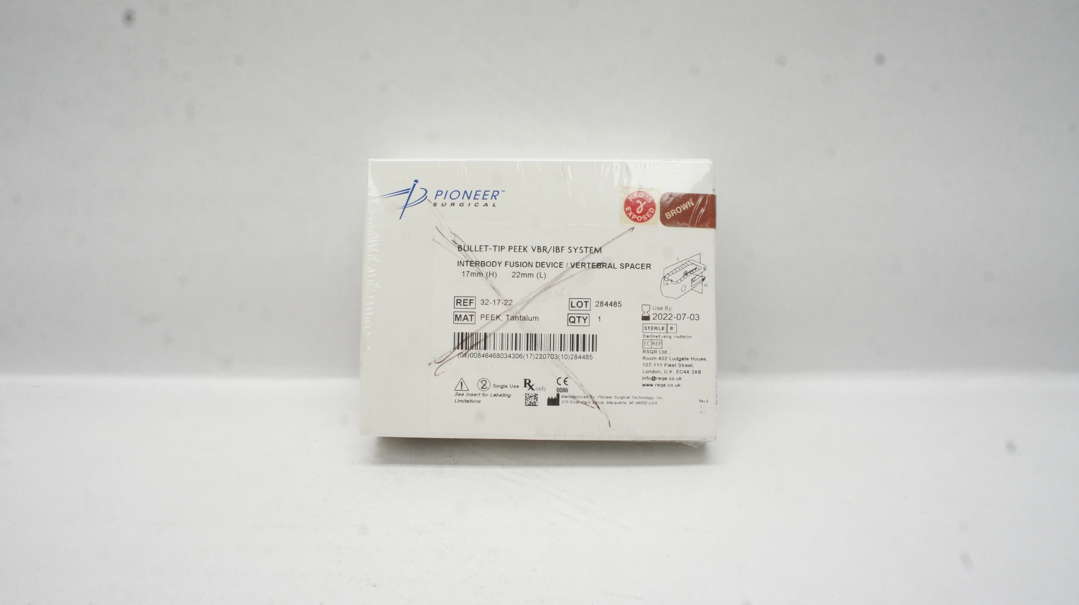 Pioneer Surgical 32-17-22 Bullet-Tip Peek VBR/IBF System 17mm x 22mm (x)