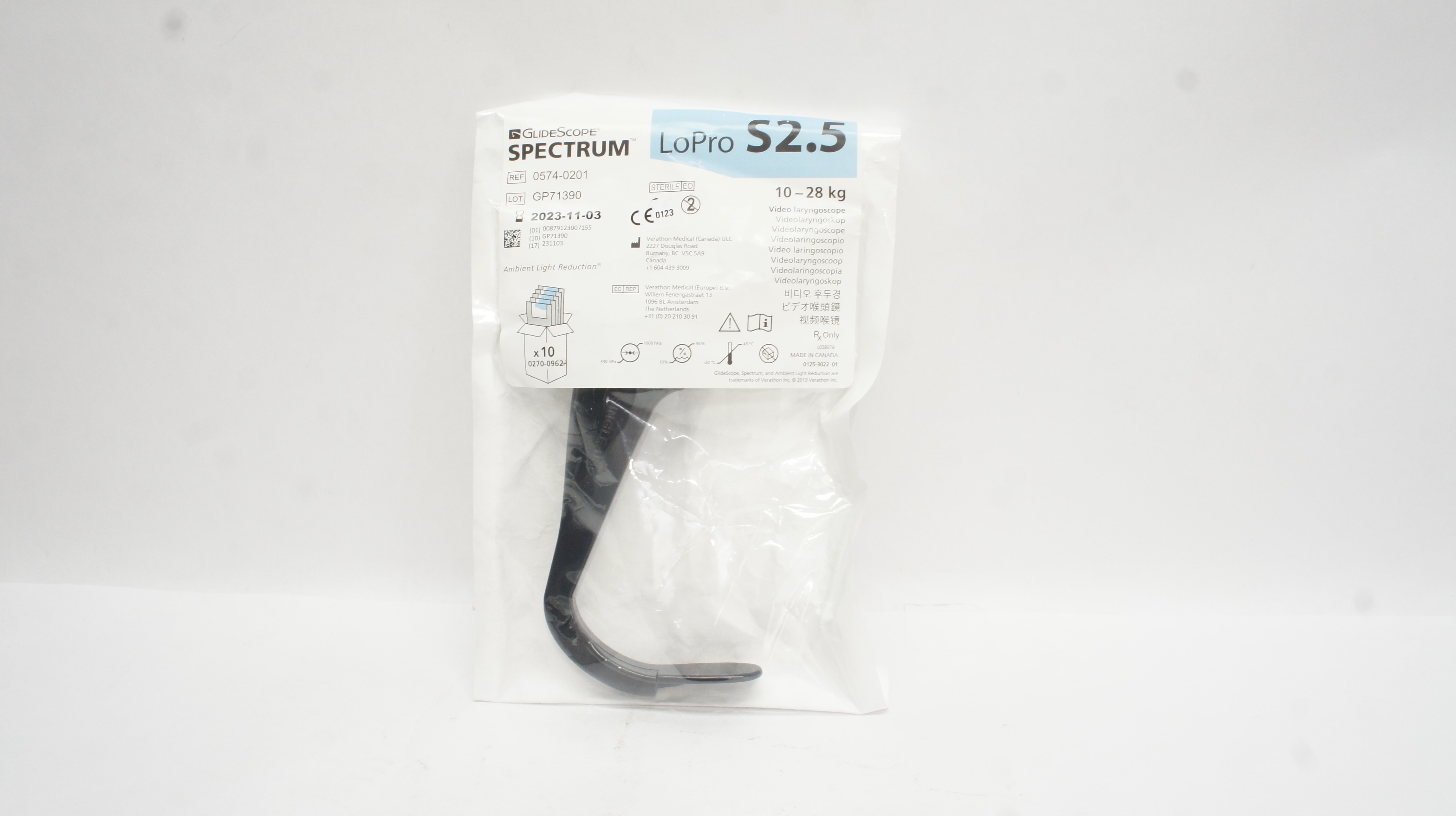 Verathon Medical 0574-0201 GlideScope Spectrum Video Laryngoscope LoPro S2.5(x)