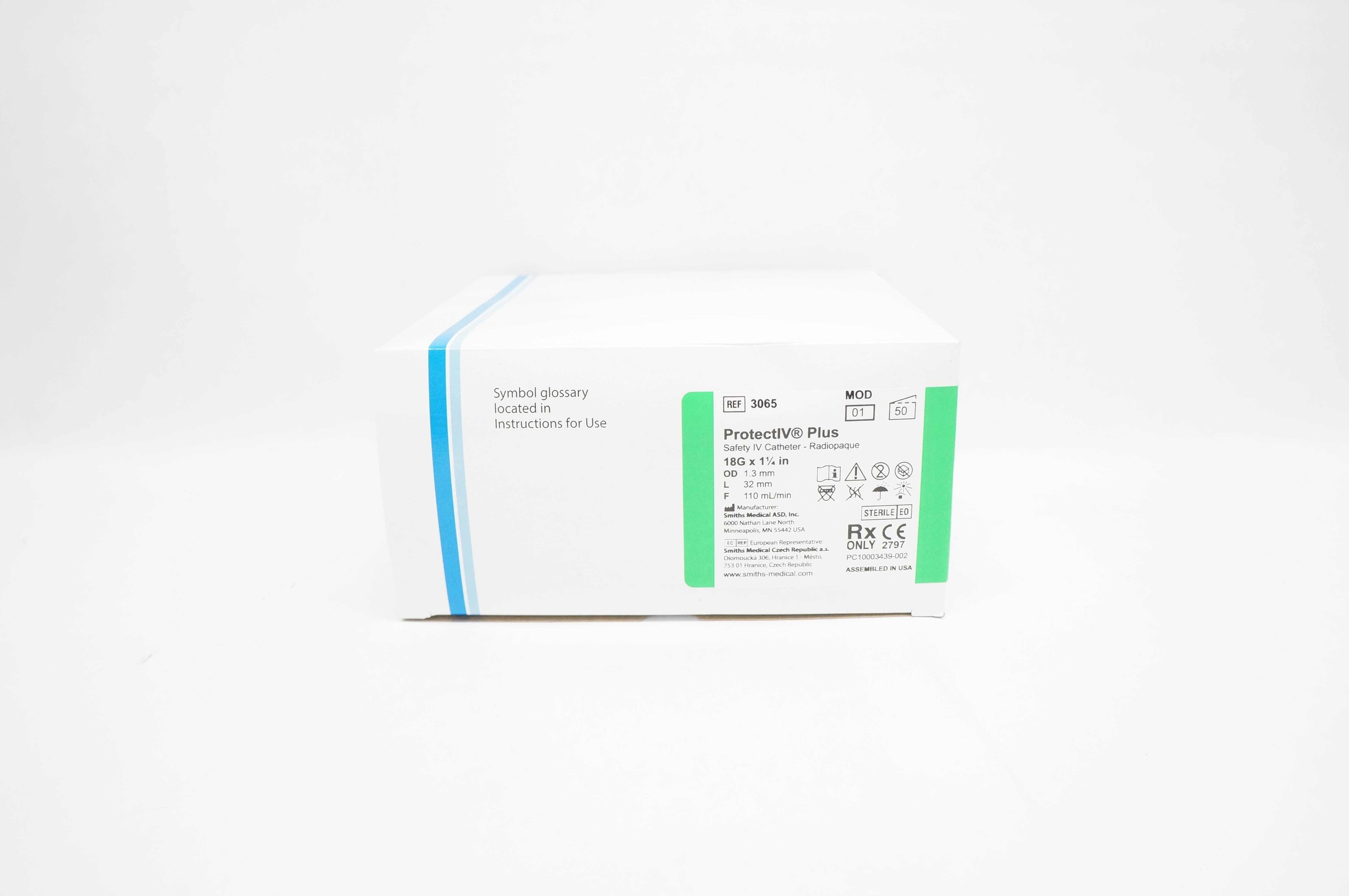 Smiths Medical 3065 Jelco Safety IV Cath. 18G x 1-1/4inch - Box of 50