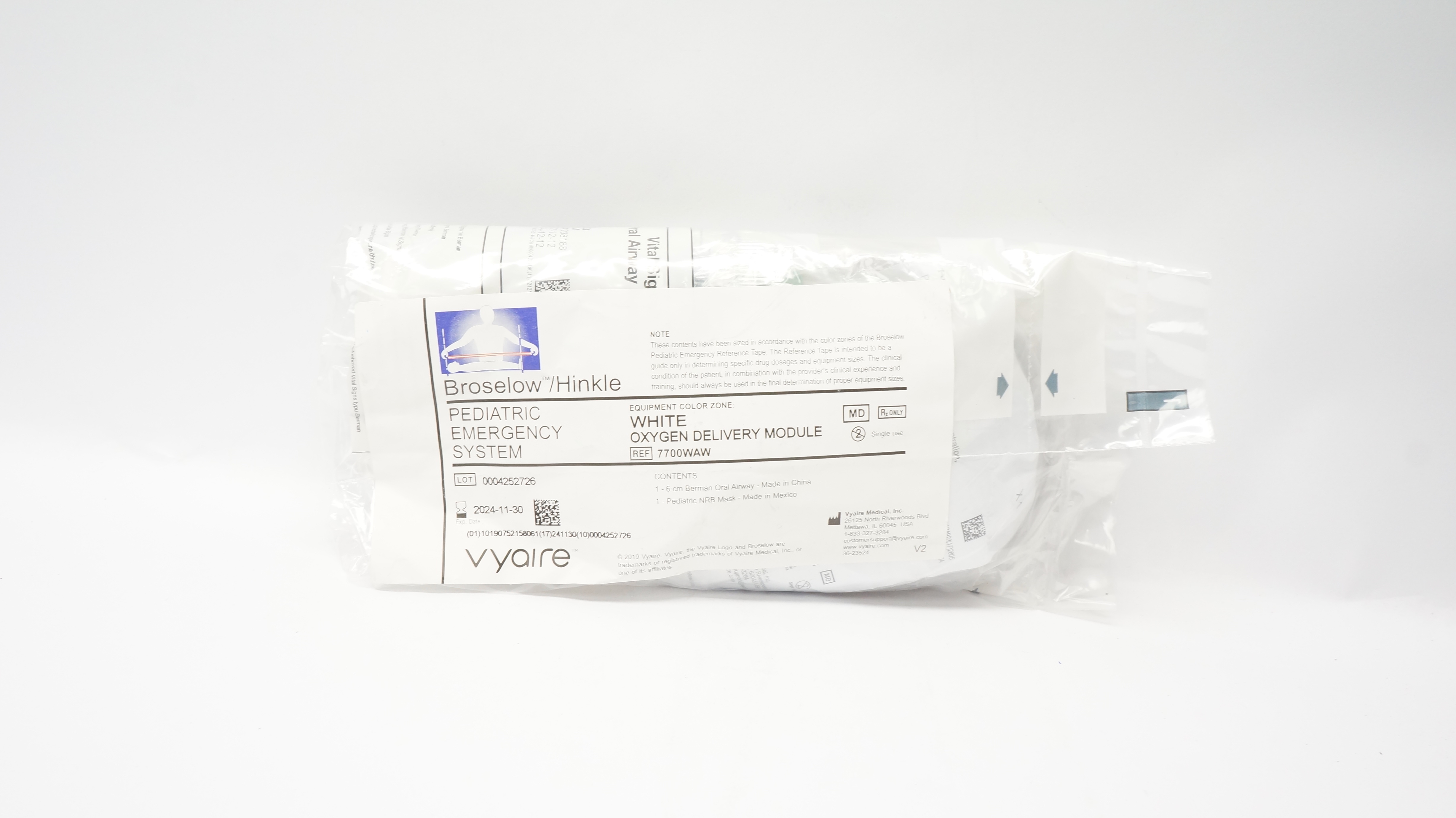 Vyaire 7700WAW Broselow/Hinkle Pediatric Emergency System Oxygen Delivery Module