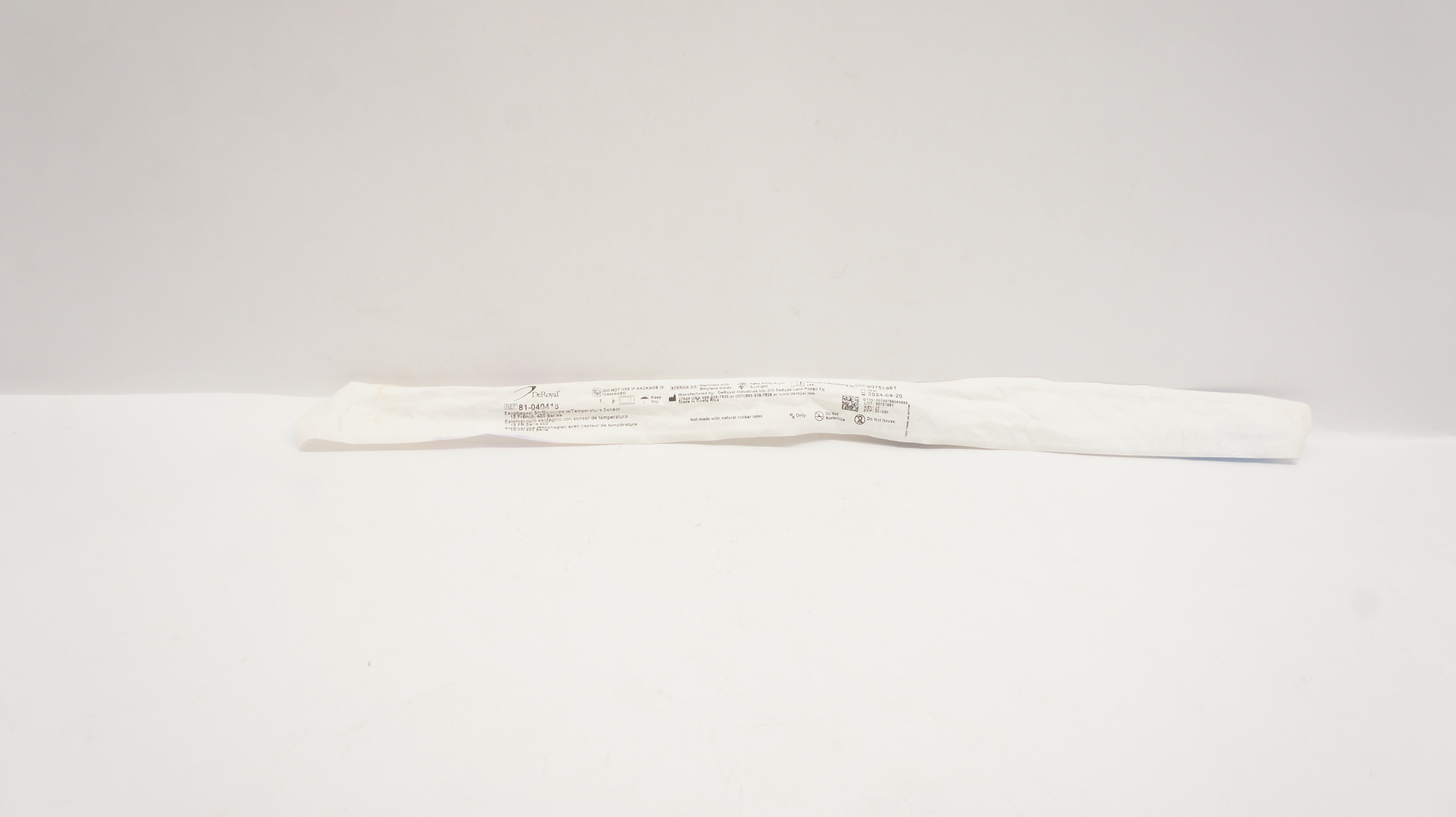 DeRoyal 81-040418 Esophageal Stethoscope w/Temperature Sensor 18Fr., 400 Series