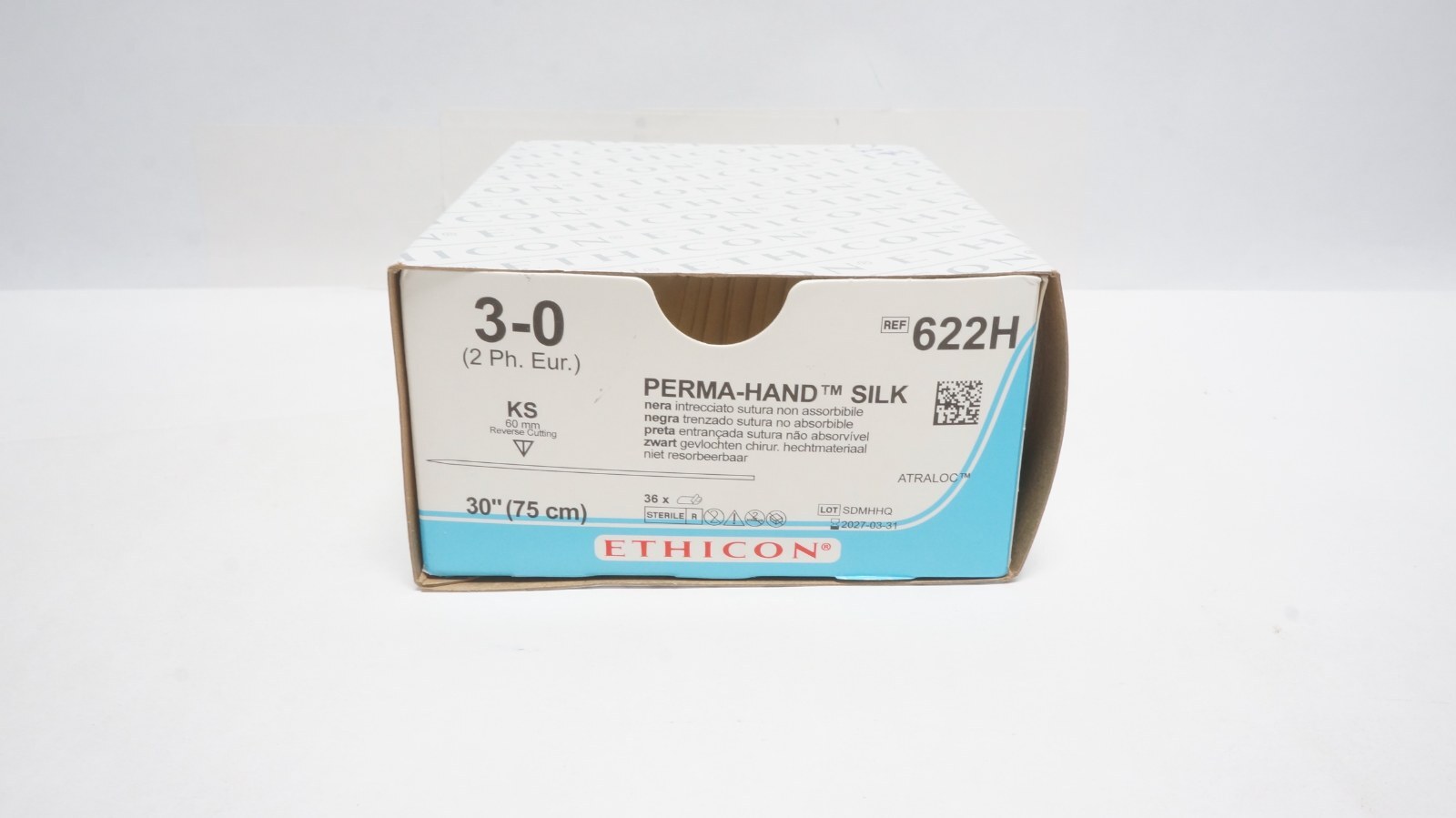 ETHICON 622H PERMA-HAND SILK Sutures 3-0 KS 60mm 27/Box
